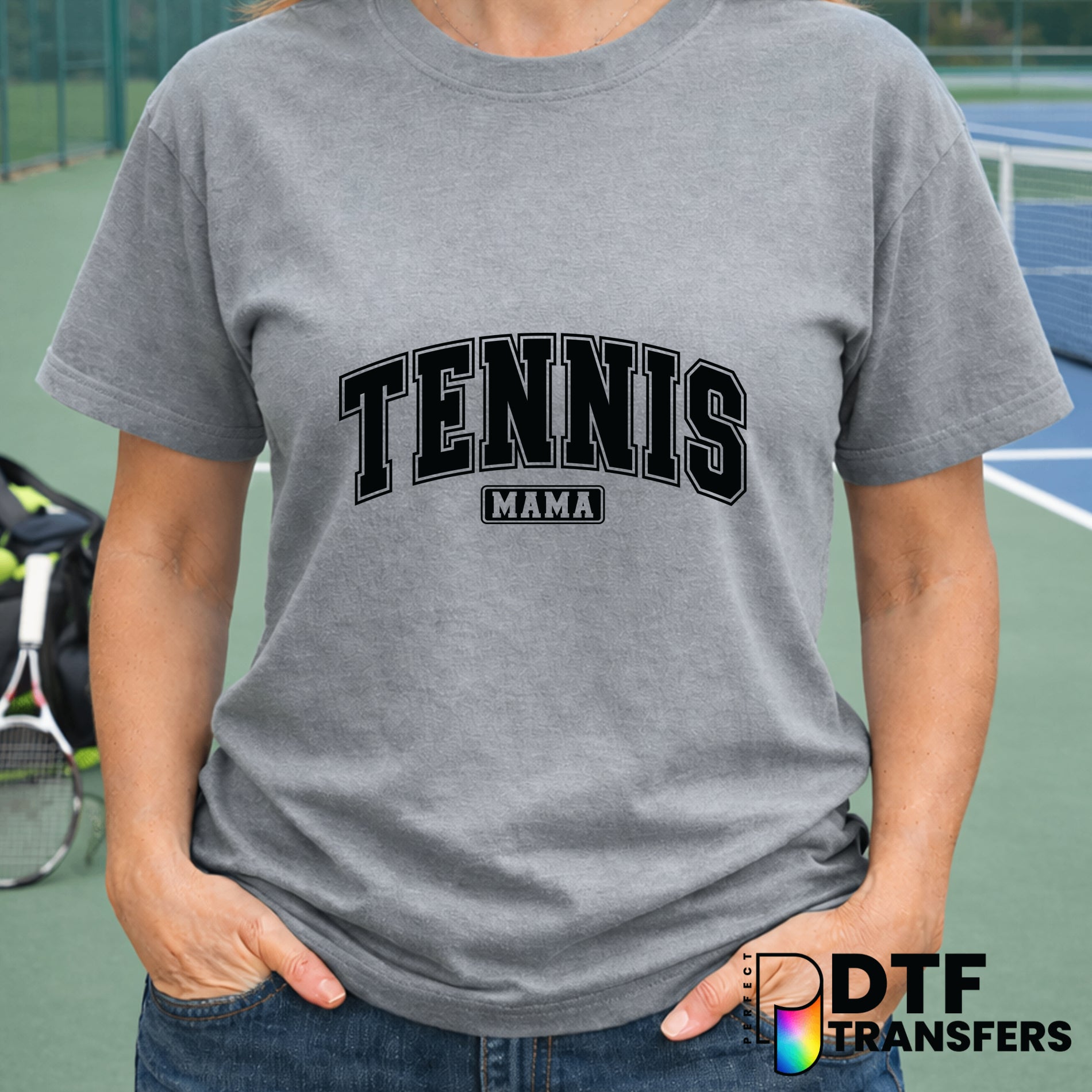 TENNIS MAMA VARSITY – Tennis DTF Transfer