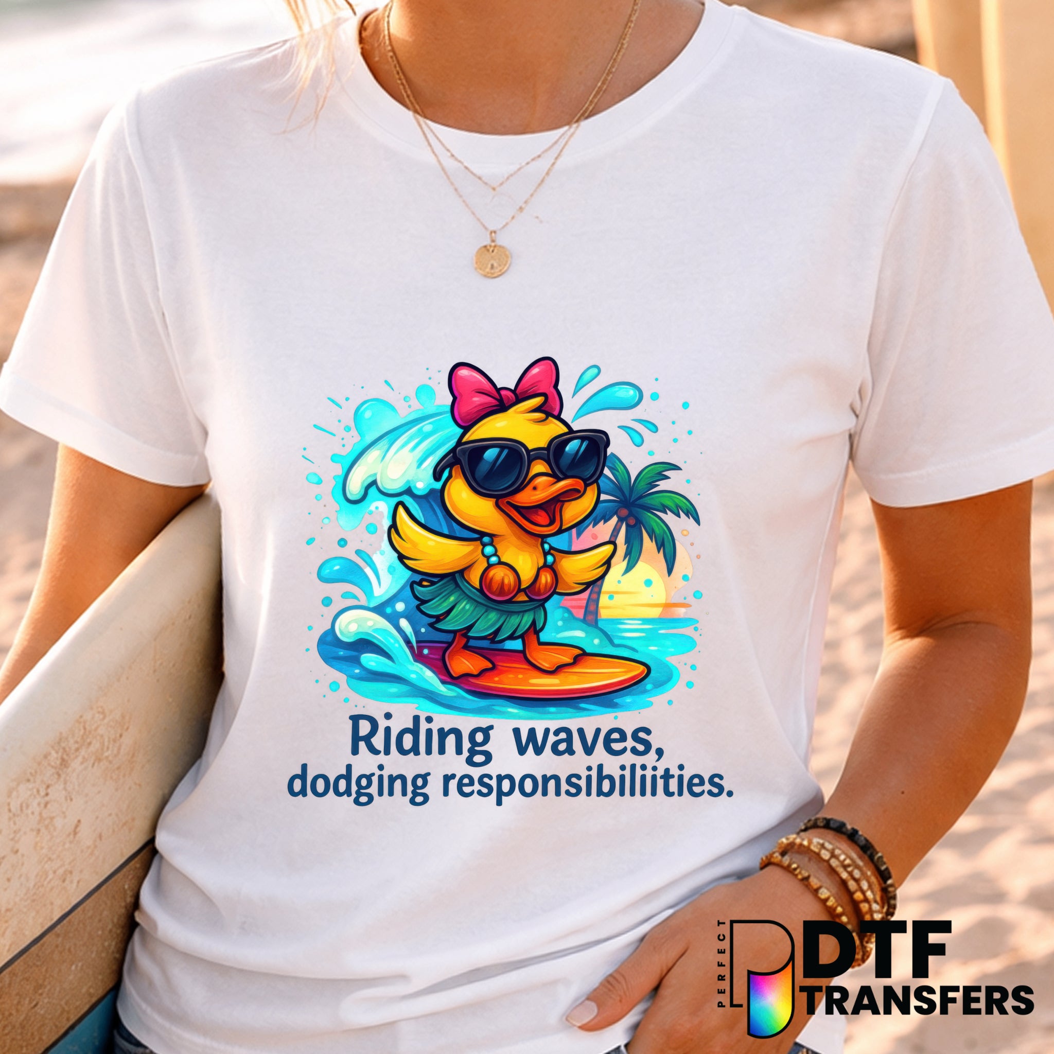 Riding Waves Dodging Responsibilities – Surfing DTF Transfer