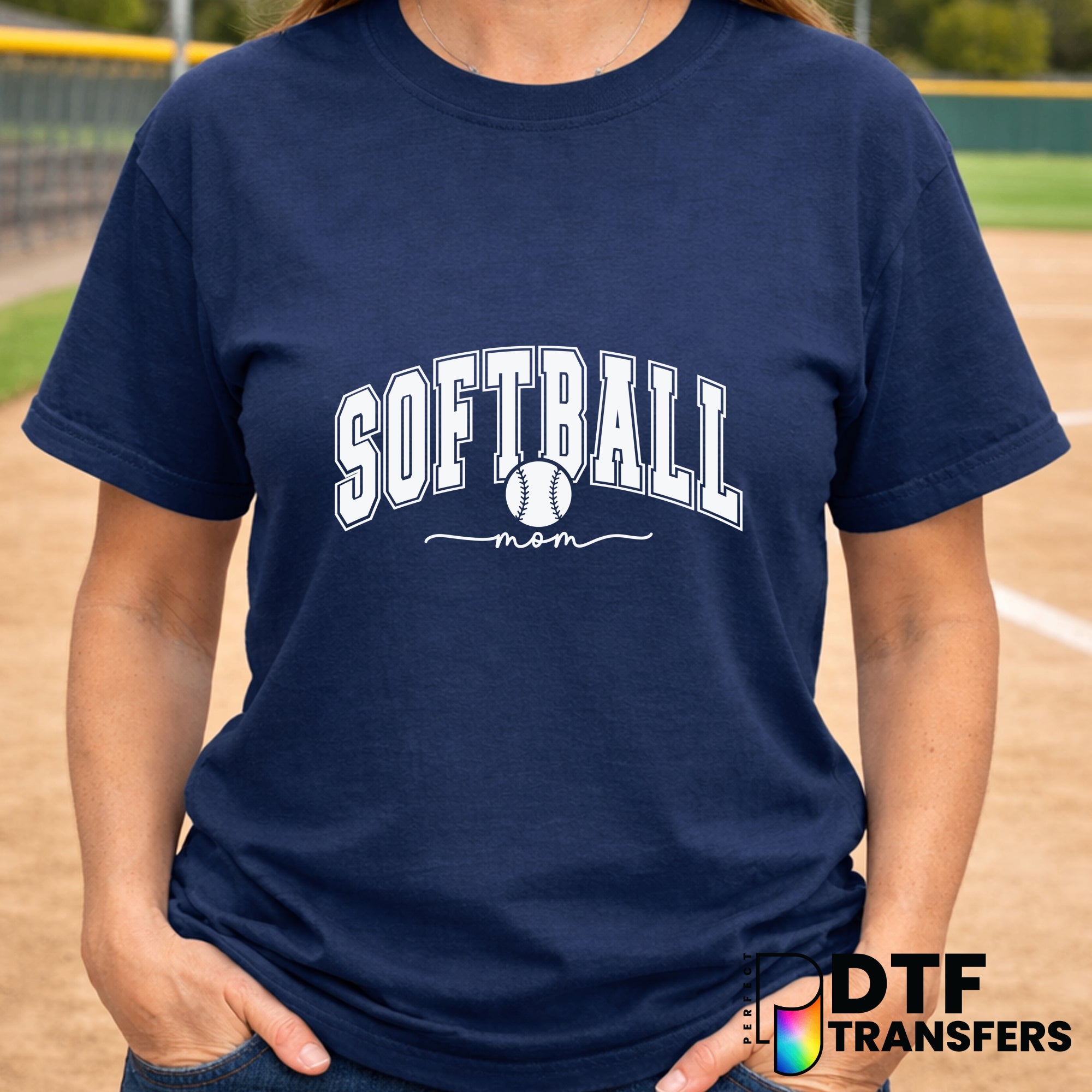 Softball Mom Varsity Arch – Softball DTF Transfer
