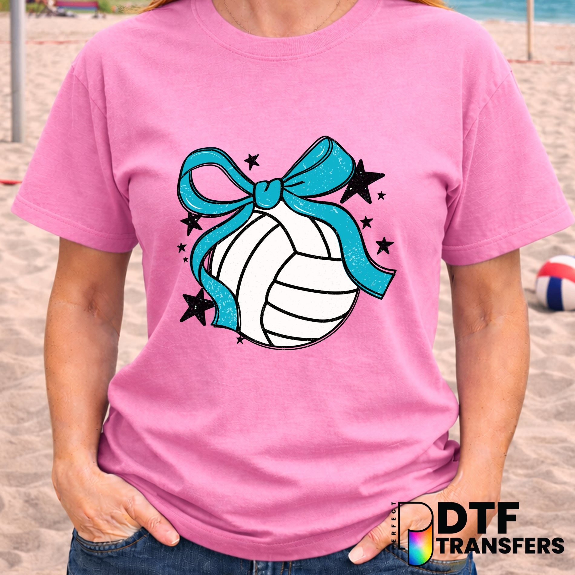 Cute Volleyball Coquette Bow – Volleyball DTF Transfer
