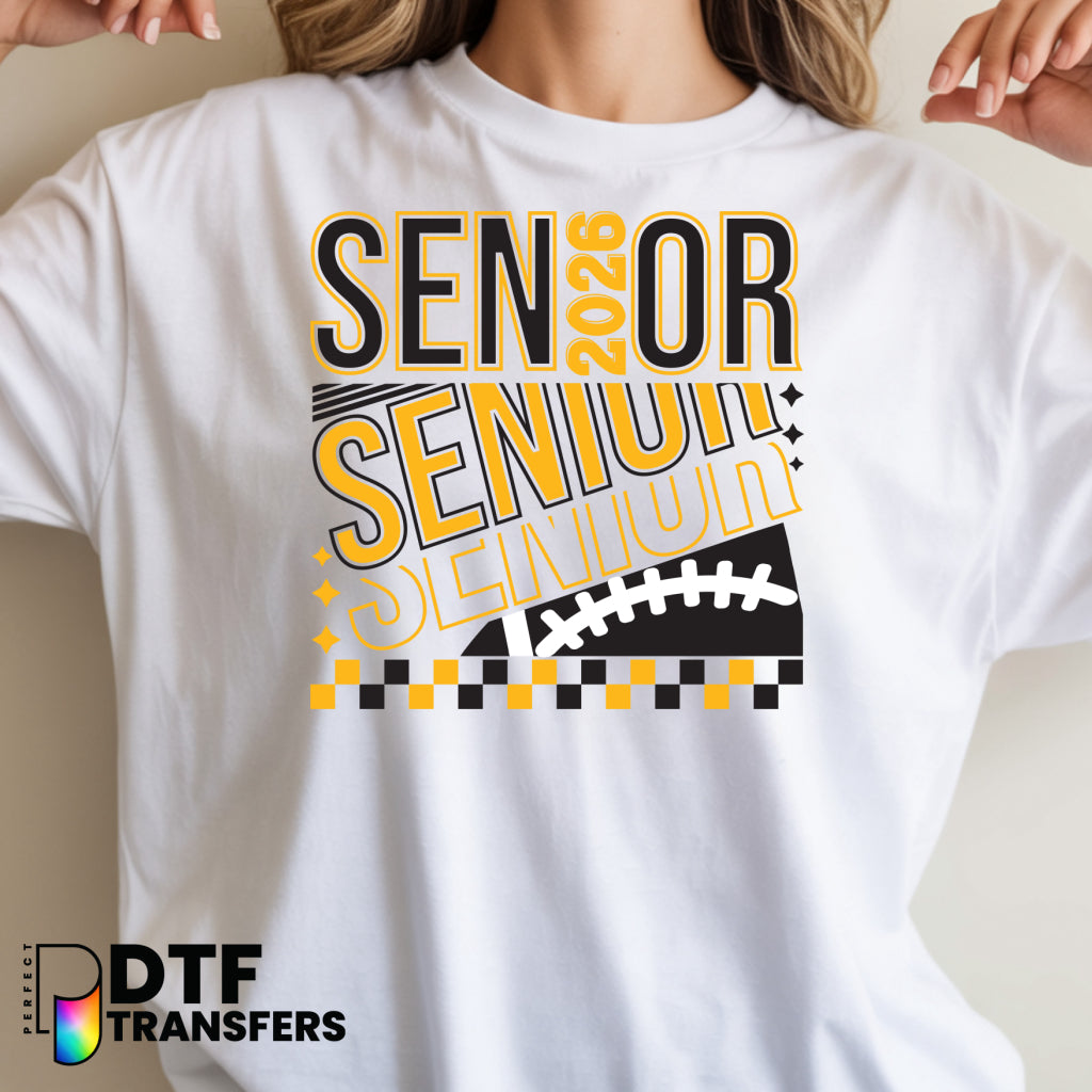 SENIOR 2026 Black and Yellow Football – Teacher DTF Transfer