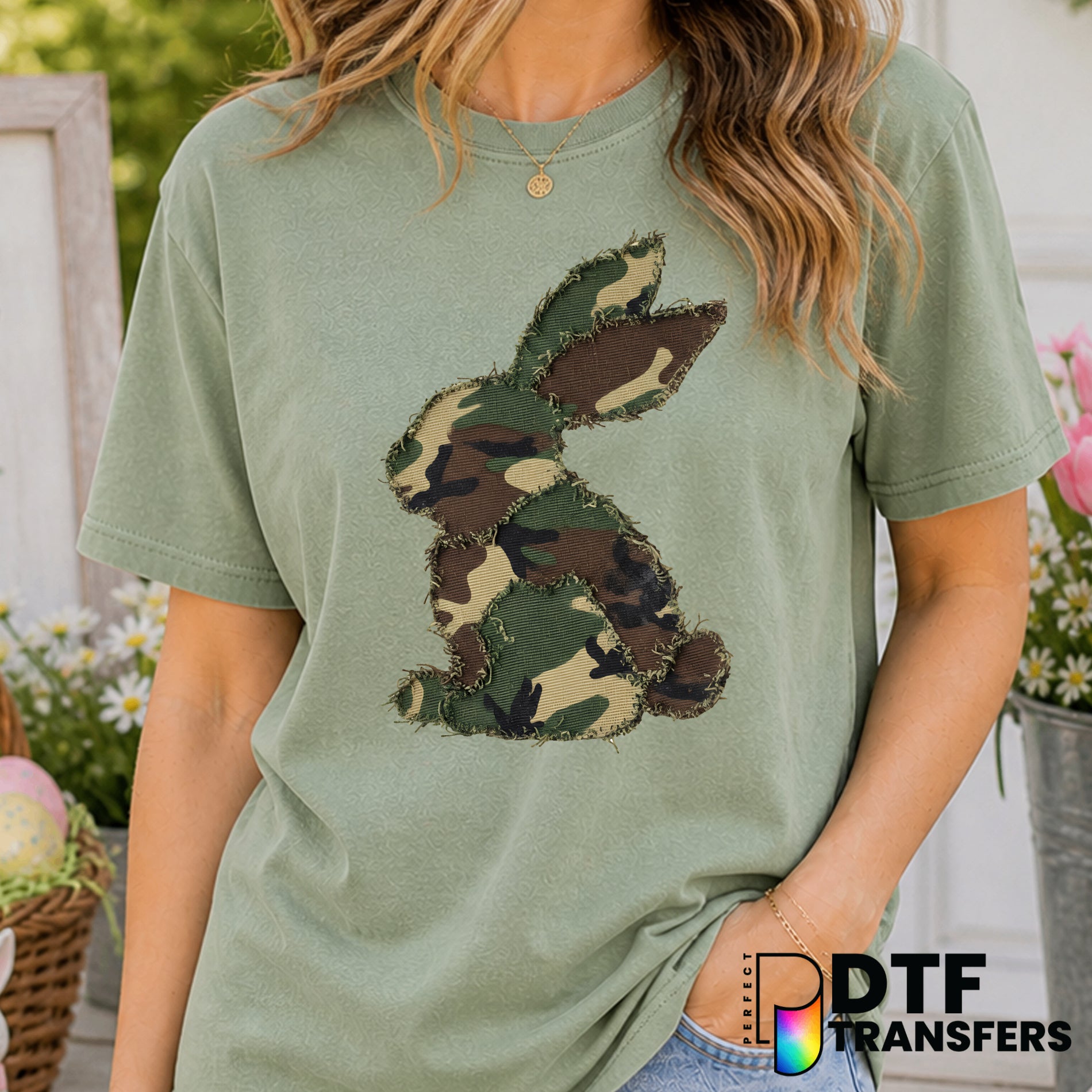 Camouflage Bunny – Easter DTF Transfer