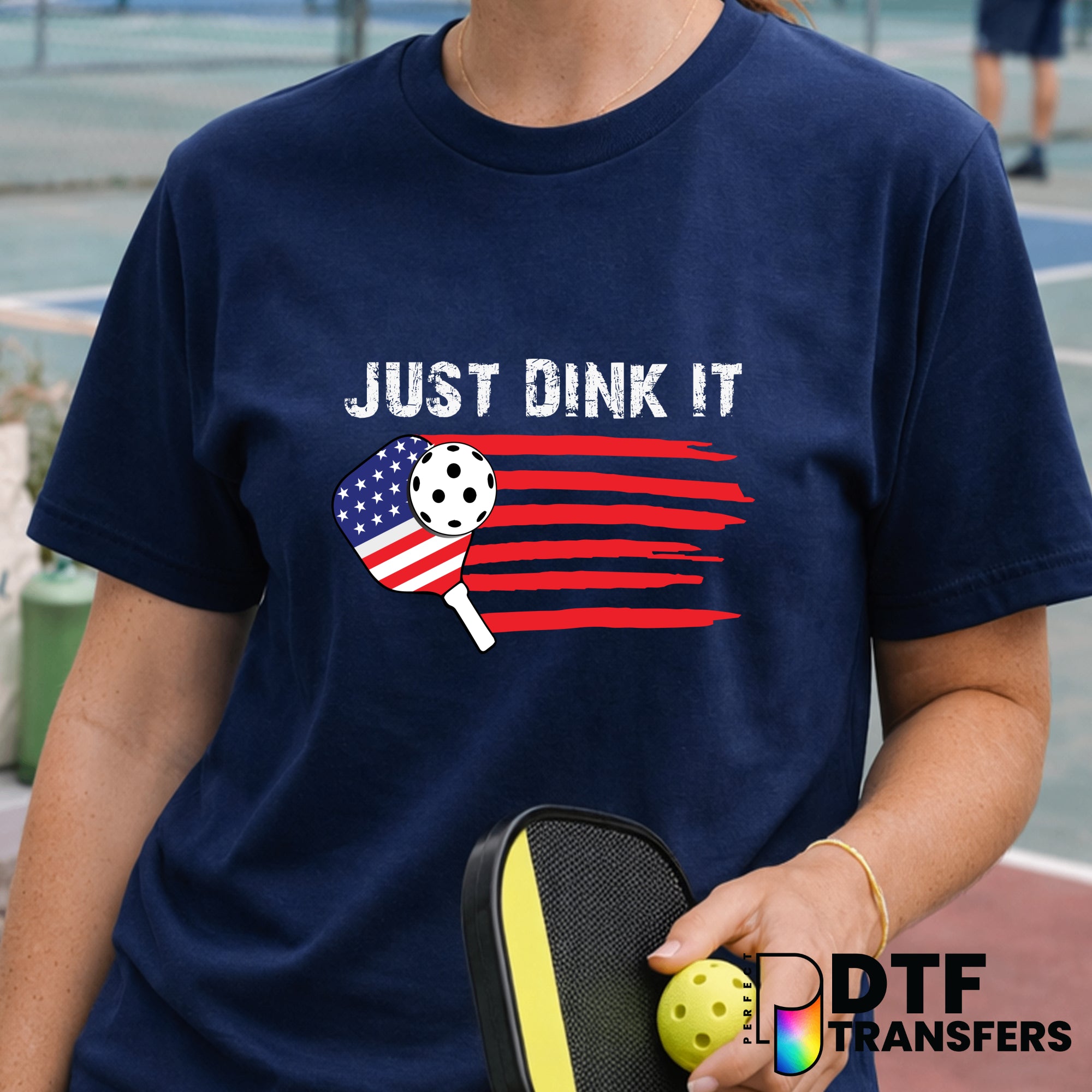 Just Dink It American Flag – Pickleball DTF Transfer