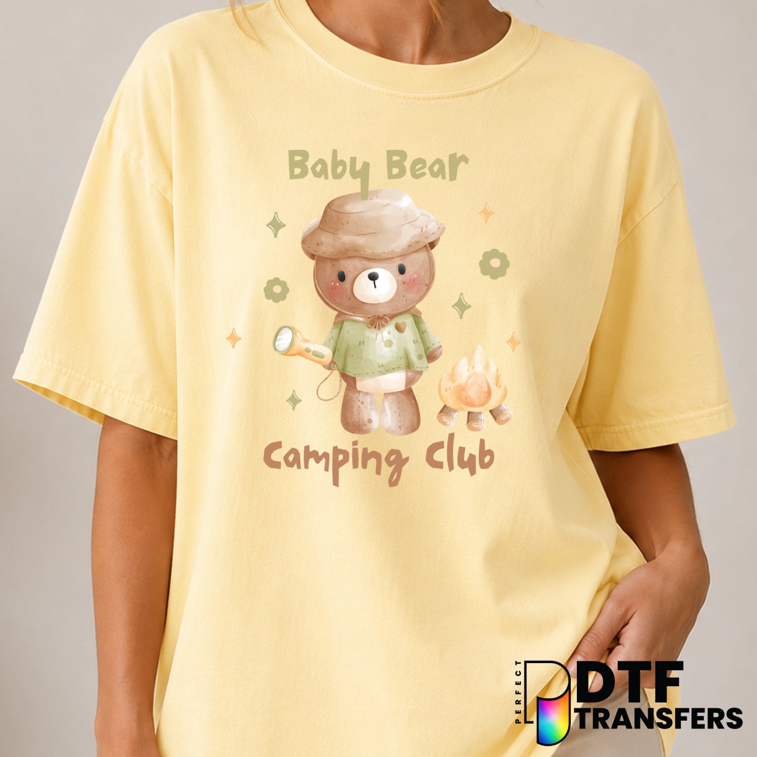Baby Bear Camping Club – Camping DTF Transfer (view 1 of 2) – by Perfect DTF Transfers – Premade DTF Transfers – Camping,...