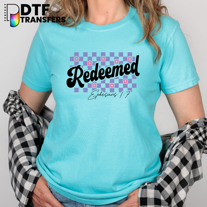 REDEEMED Checkered Cross – Religious Teacher DTF Transfer