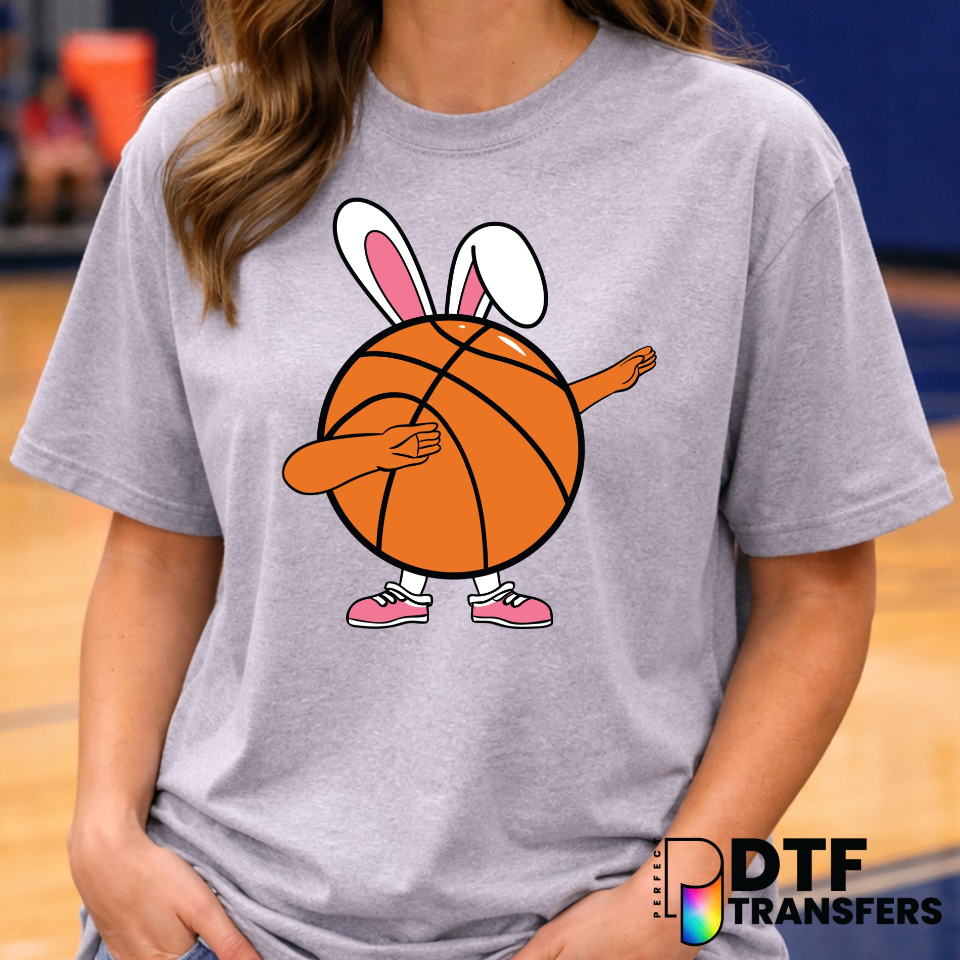 Dabbing Easter Bunny Basketball – DTF Transfer