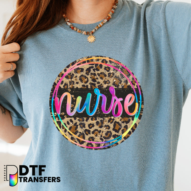 School Nurse Leopard Rainbow Heart – School Nurse DTF Transfer