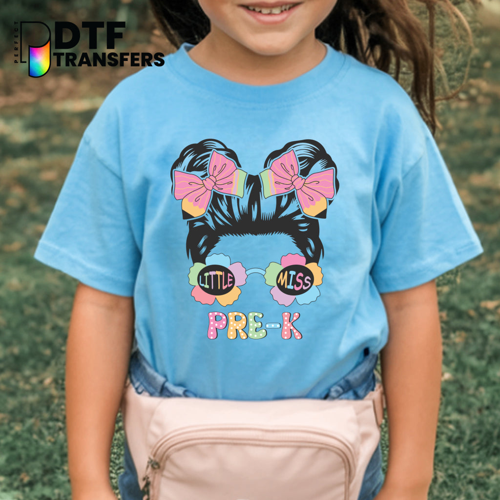 Little Miss Pre-K Floral and Bows – Teacher DTF Transfer