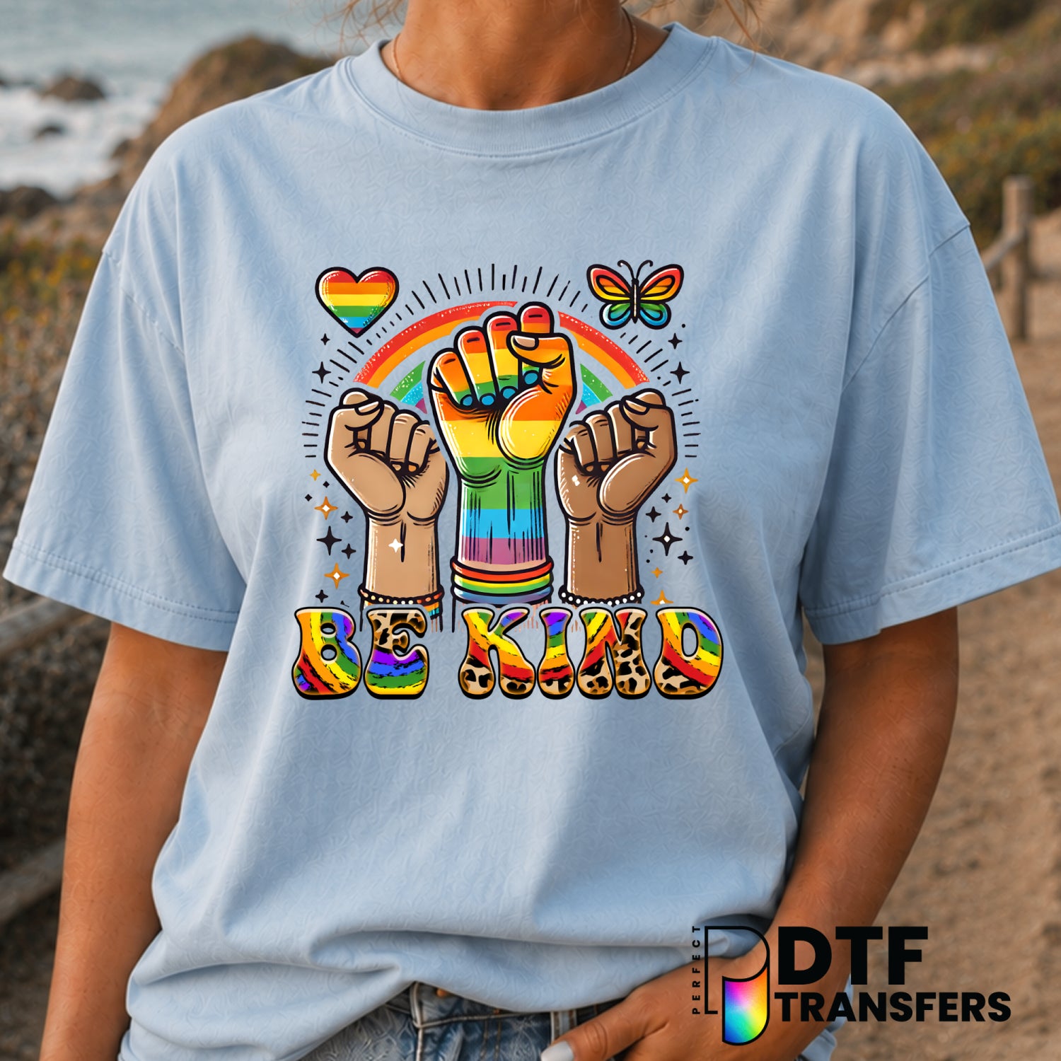 Be Kind Hands Rainbow – Anti-Bullying DTF Transfer (view 1 of 2) – by Perfect DTF Transfers – Premade DTF Transfers – Anti...