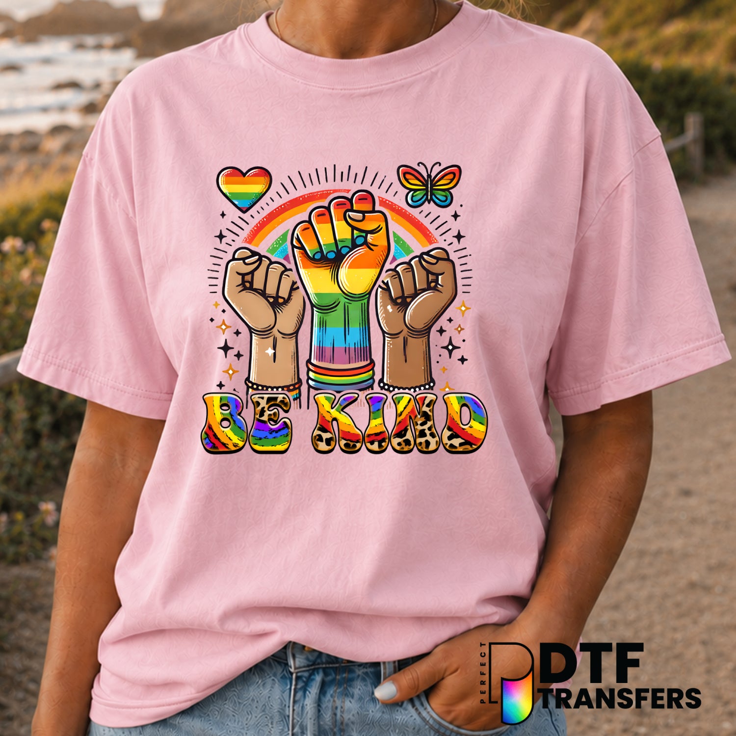 Be Kind Hands Rainbow – Anti-Bullying DTF Transfer (view 2 of 2) – by Perfect DTF Transfers – Premade DTF Transfers – Anti...
