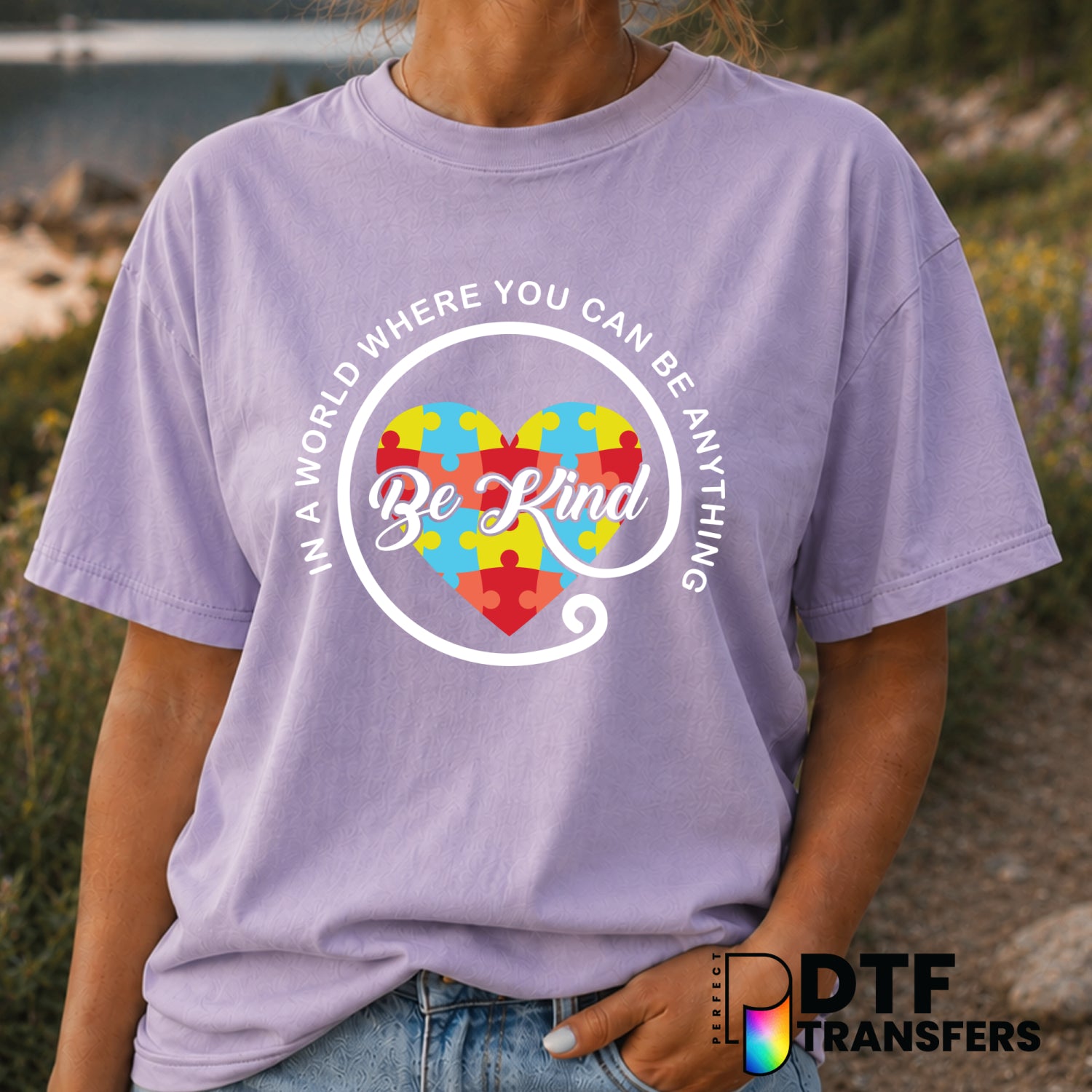 Be Kind Puzzle Piece – Anti-Bullying DTF Transfer (view 1 of 2) – by Perfect DTF Transfers – Premade DTF Transfers – Anti-...