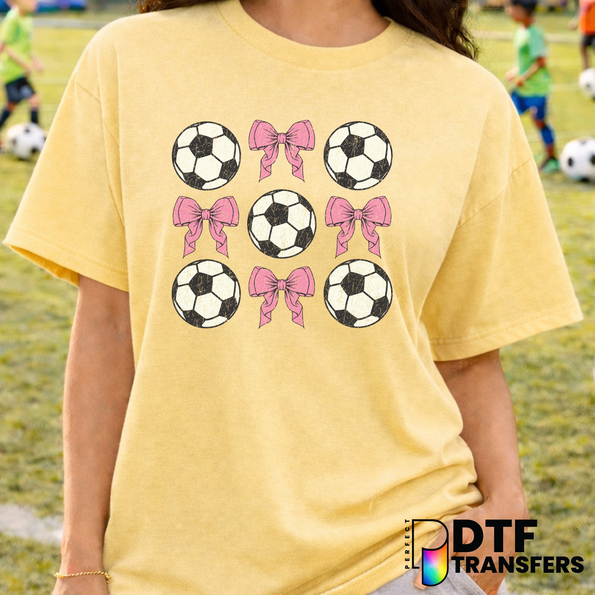Coquette Soccer Ball with Bow – Soccer DTF Transfer