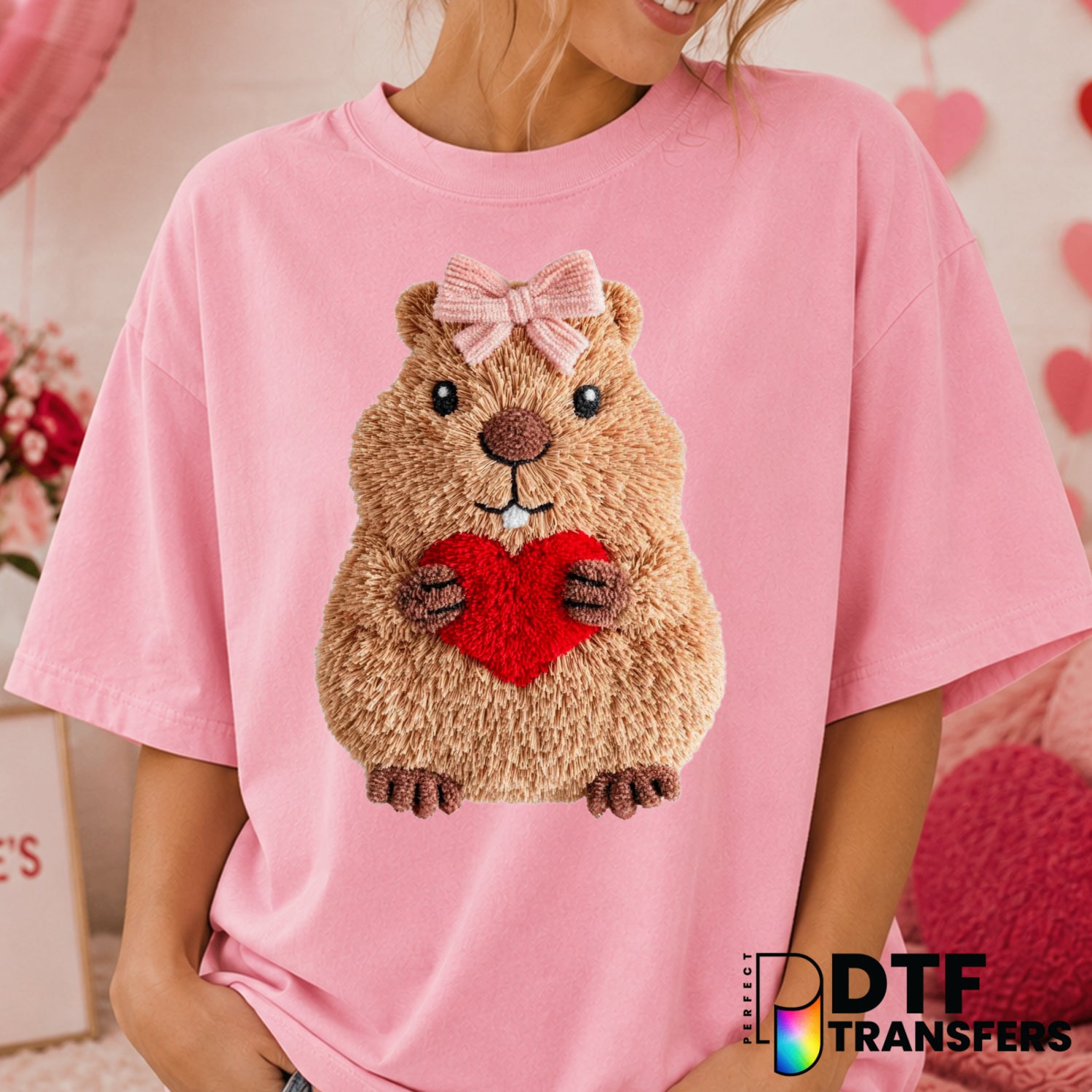 Beaver Heart – Valentine's Day DTF Transfer (view 1 of 2) – by Perfect DTF Transfers – Premade DTF Transfers – Valentine's...