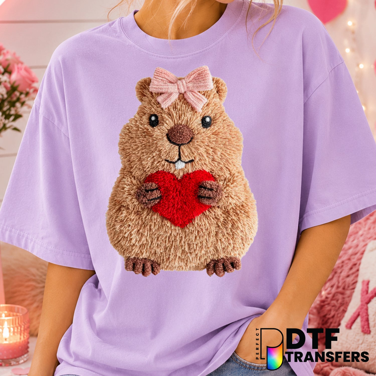 Beaver Heart – Valentine's Day DTF Transfer (view 2 of 2) – by Perfect DTF Transfers – Premade DTF Transfers – Valentine's...