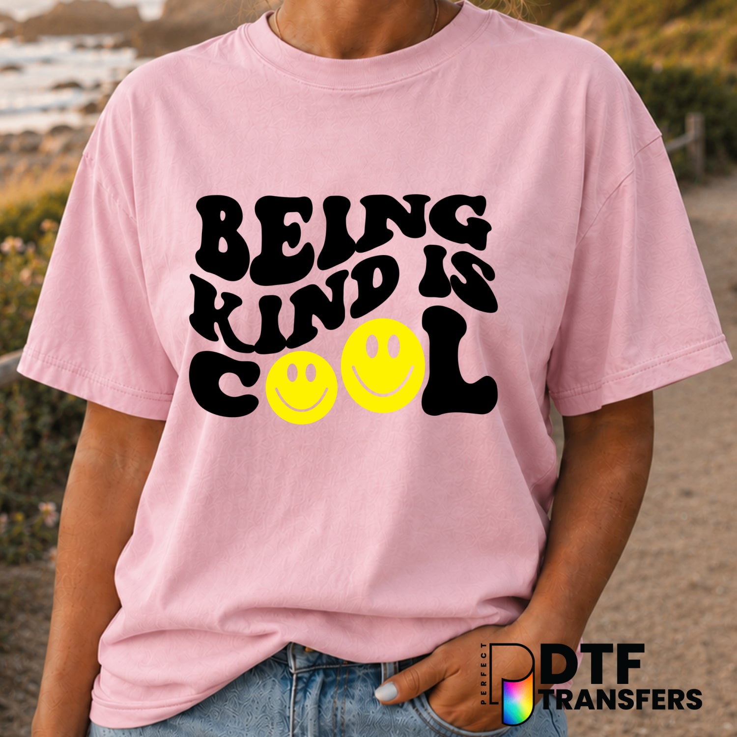BEING KIND IS COOL – Anti-Bullying DTF Transfer (view 1 of 2) – by Perfect DTF Transfers – Premade DTF Transfers – Anti-Bu...