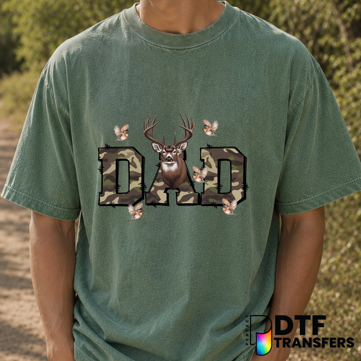 Best. Dad. Ever. Deer Camo – Father's Day DTF Transfer (view 2 of 2) – by Perfect DTF Transfers – Premade DTF Transfers –...