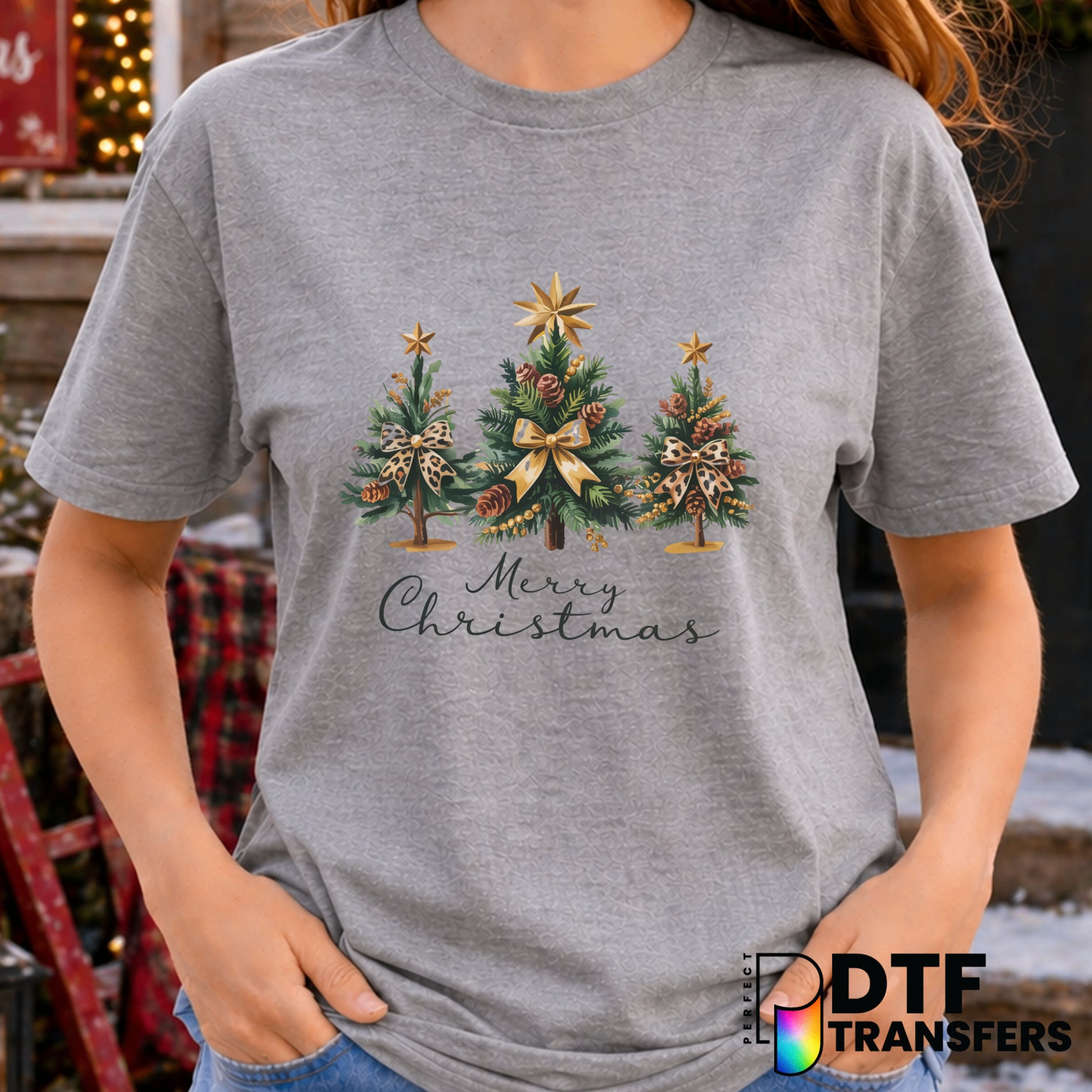 Merry Christmas Tree Leopard Bow – Christmas DTF Transfer