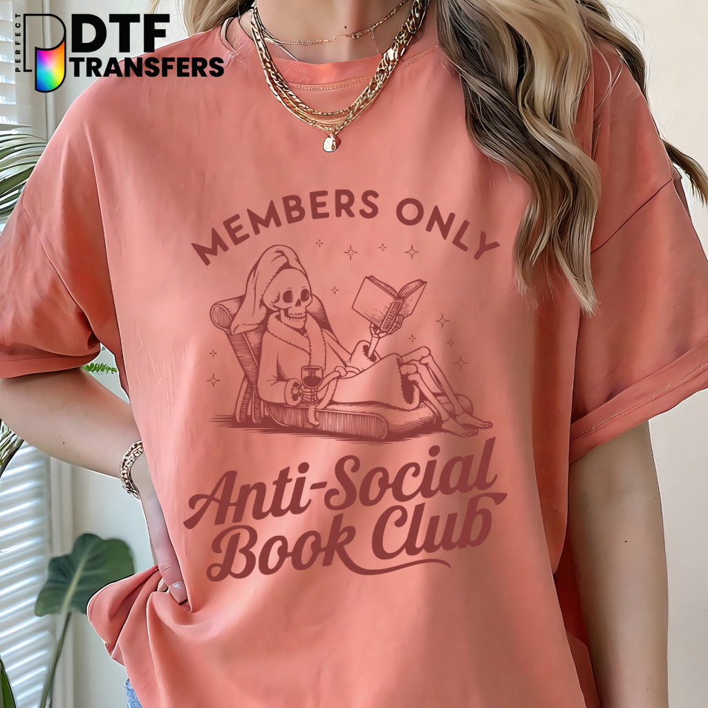 Members Only Antisocial Book Club Reading – Teacher DTF Transfer