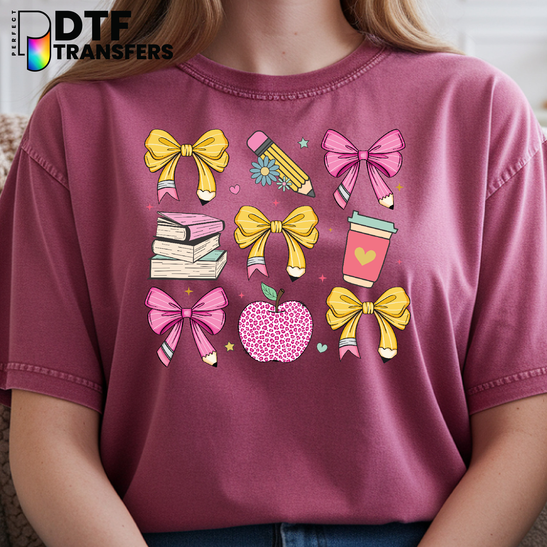 HERE COMES THE BUS A TEACHER'S FAVORITE WORDS – Teacher School Bus DTF Transfer