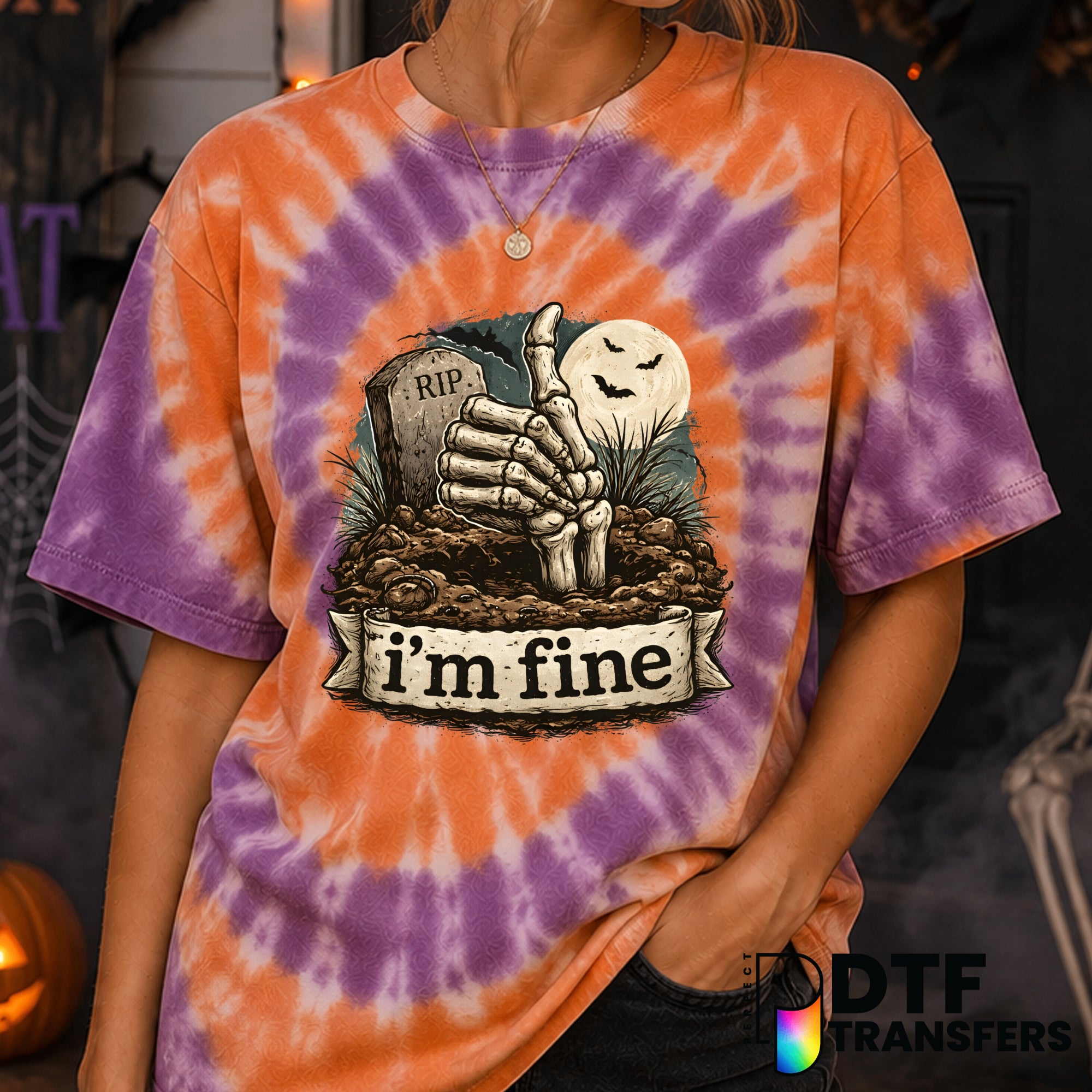 RIP I'M FINE – Halloween DTF Transfer