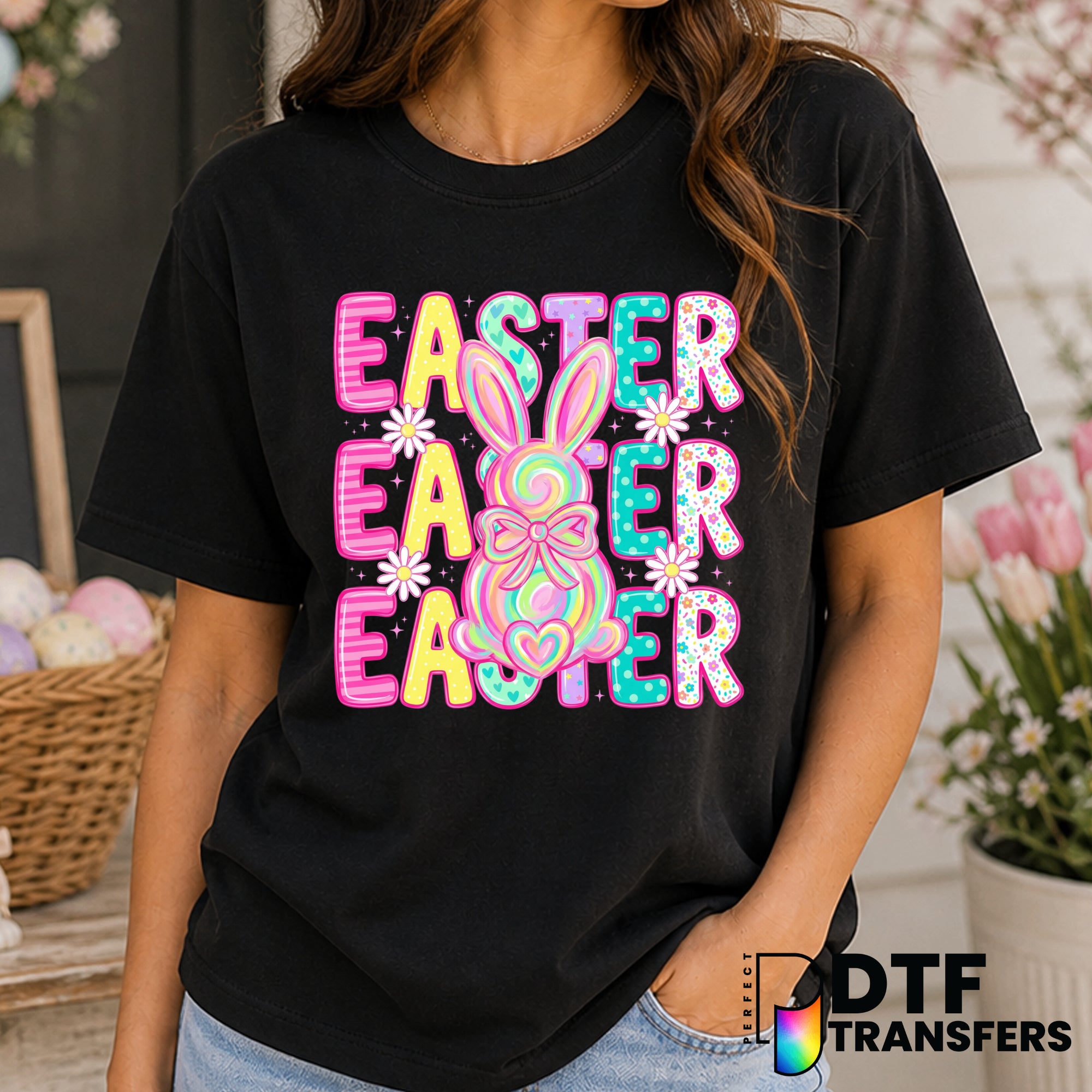 Stacked Bunny Brushstroke – Easter DTF Transfer