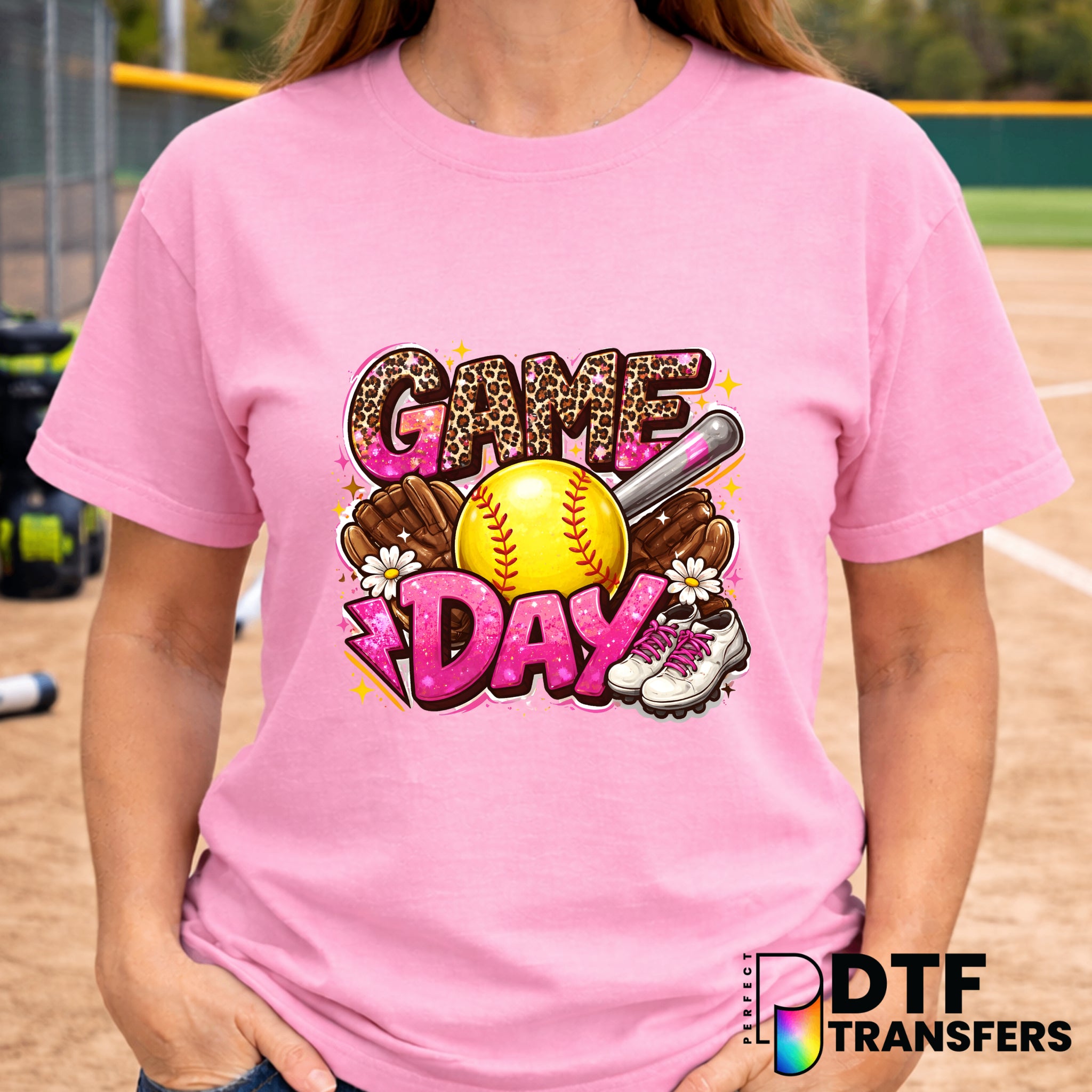 Game Day Pink Leopard Softball – DTF Transfer