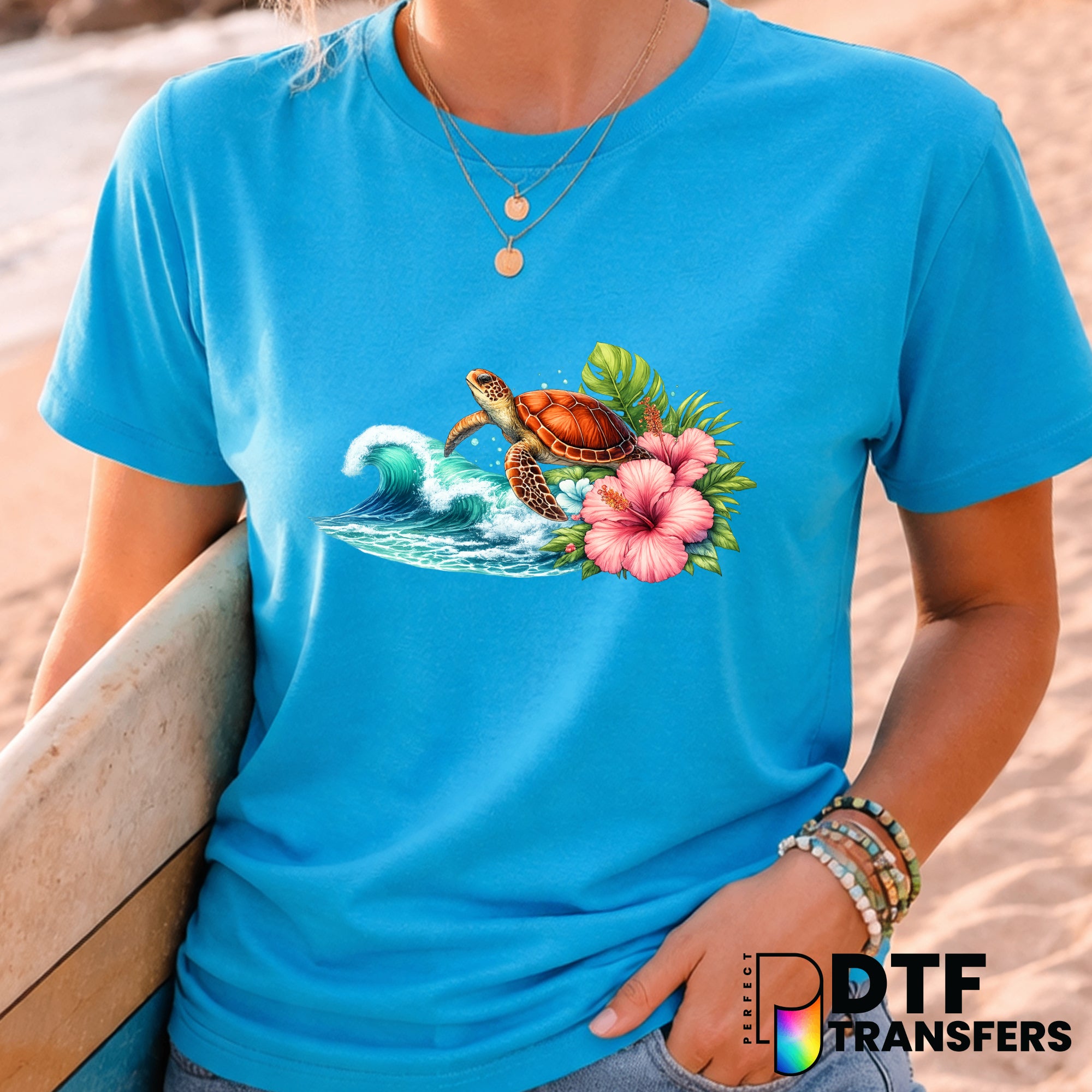 SURF W TROPICAL BLUE – Surfing DTF Transfer