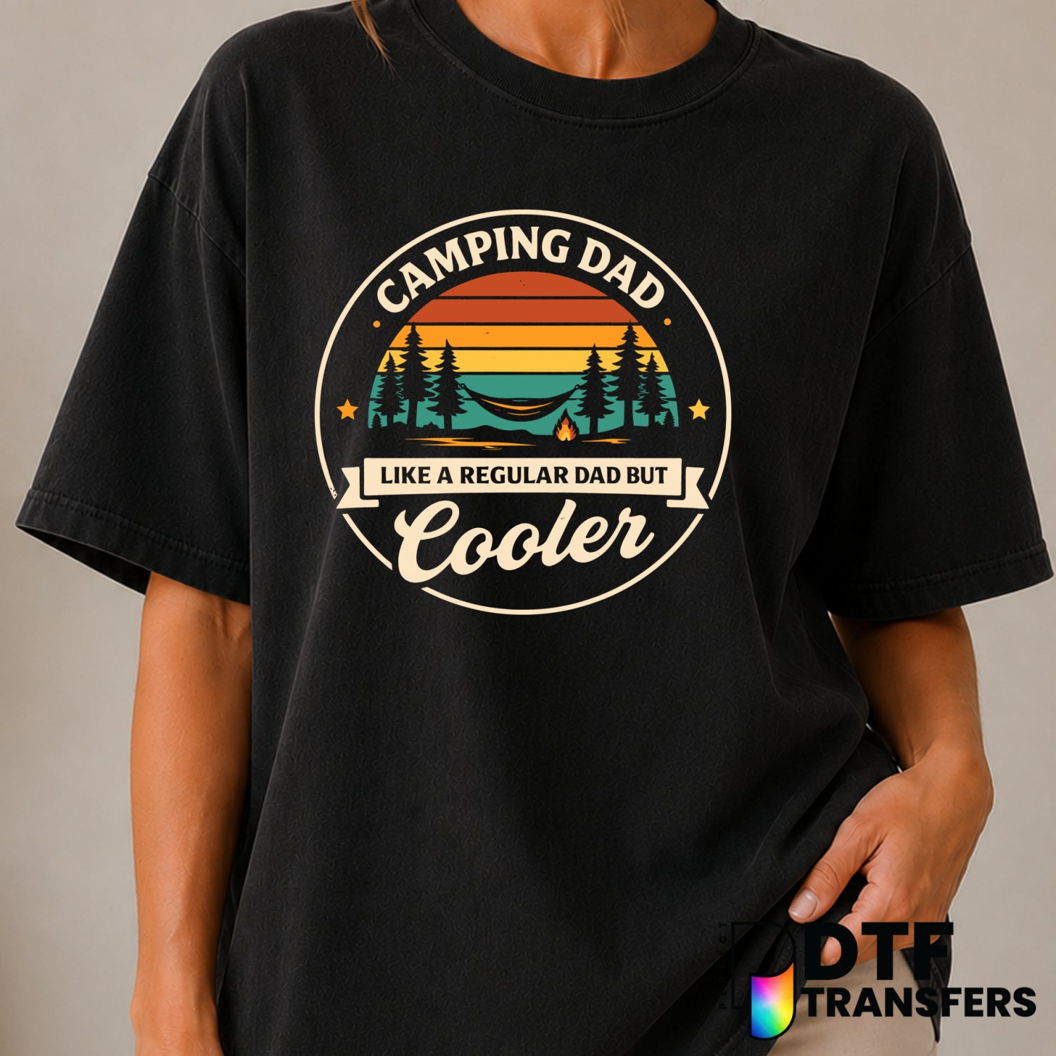 Camping Like A Regular Dad But Cooler – Camping DTF Transfer (view 2 of 2) – by Perfect DTF Transfers – Premade DTF Transf...