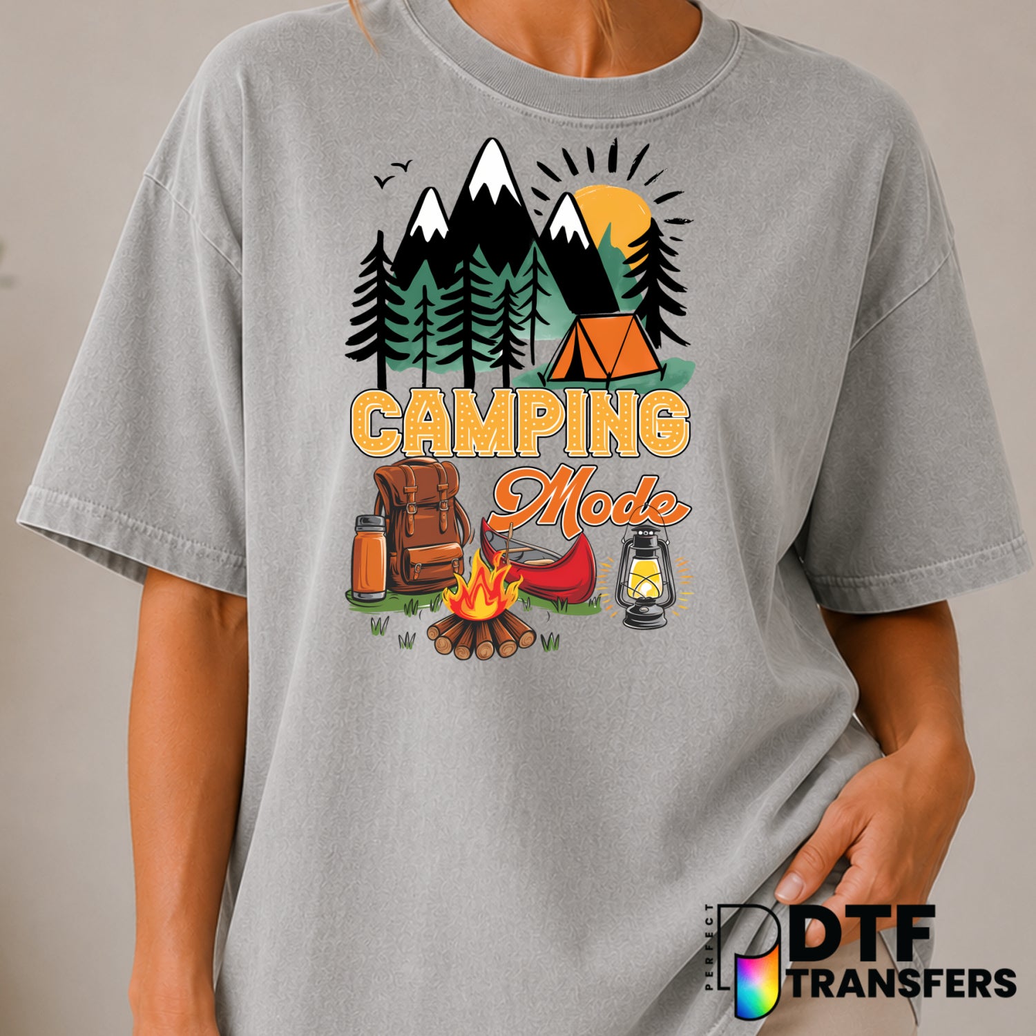 Camping Mode Mountains Calling – Camping DTF Transfer (view 2 of 2) – by Perfect DTF Transfers – Premade DTF Transfers – C...
