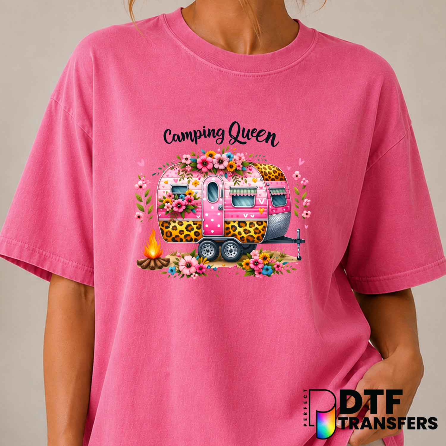 Camping Queen – Camping DTF Transfer (view 2 of 2) – by Perfect DTF Transfers – Premade DTF Transfers – Camping, Outdoor