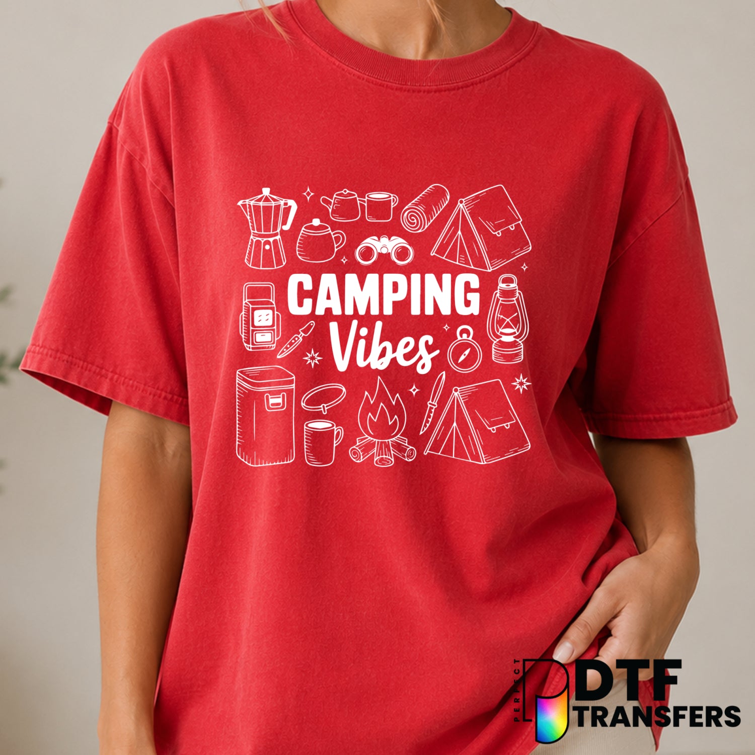 CAMPING VIBES – Camping DTF Transfer (view 1 of 2) – by Perfect DTF Transfers – Premade DTF Transfers – Camping, Outdoor
