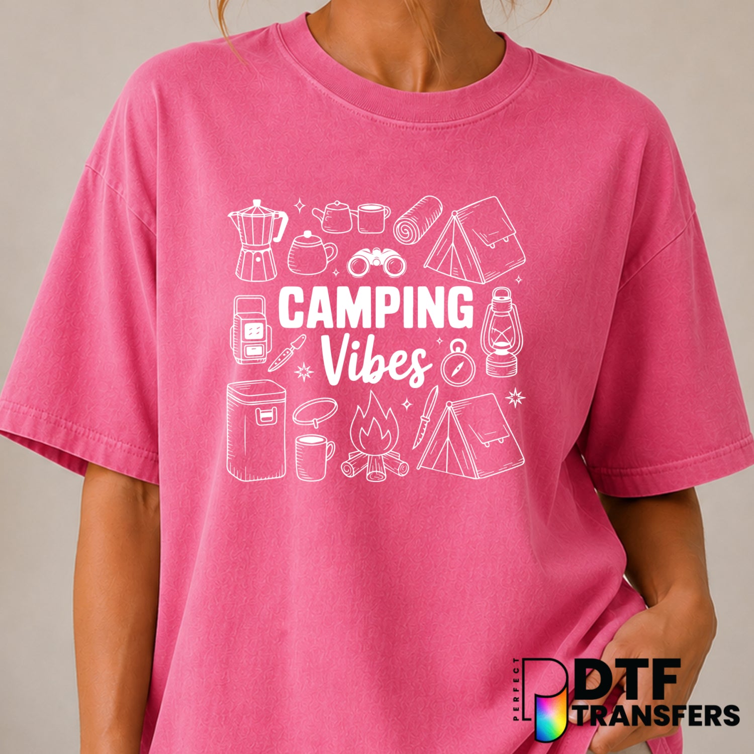 CAMPING VIBES – Camping DTF Transfer (view 2 of 2) – by Perfect DTF Transfers – Premade DTF Transfers – Camping, Outdoor