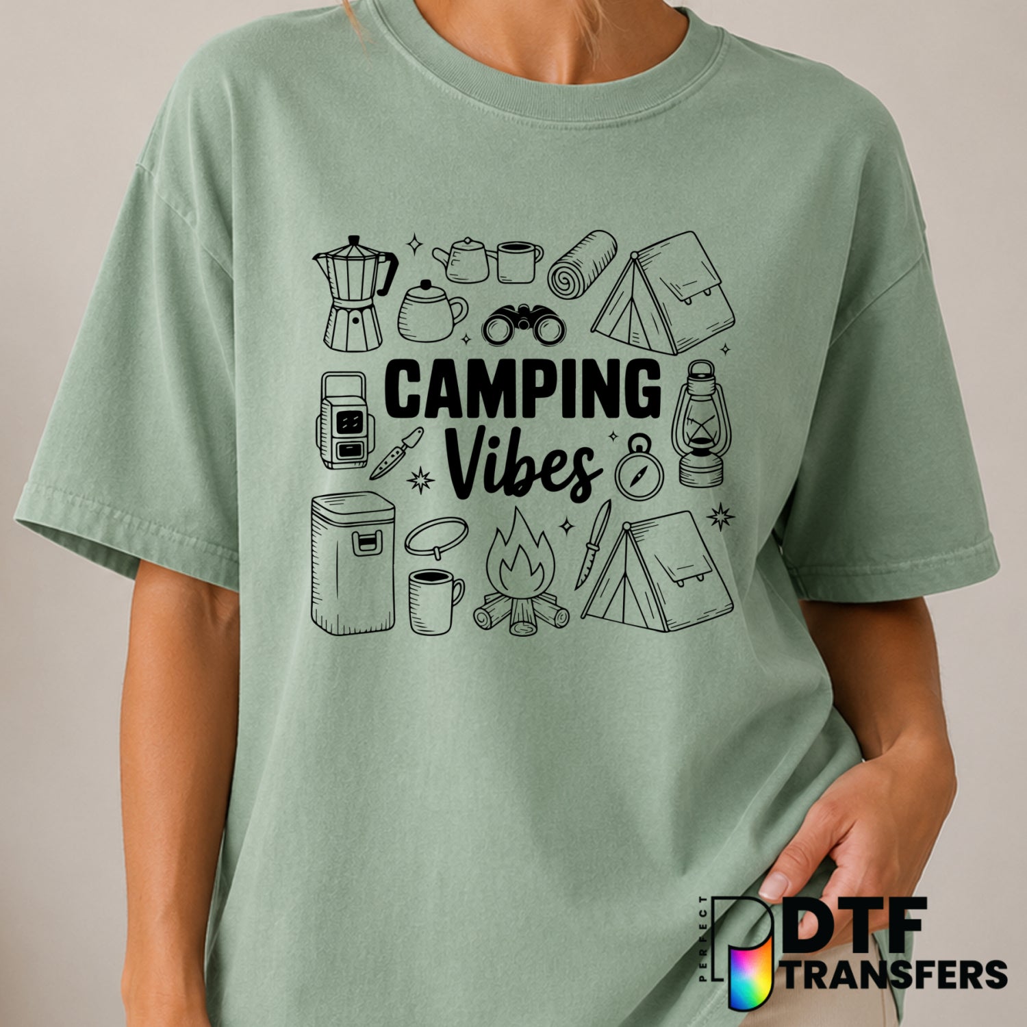 CAMPING VIBES – Camping DTF Transfer (view 2 of 2) – by Perfect DTF Transfers – Premade DTF Transfers – Camping, Outdoor