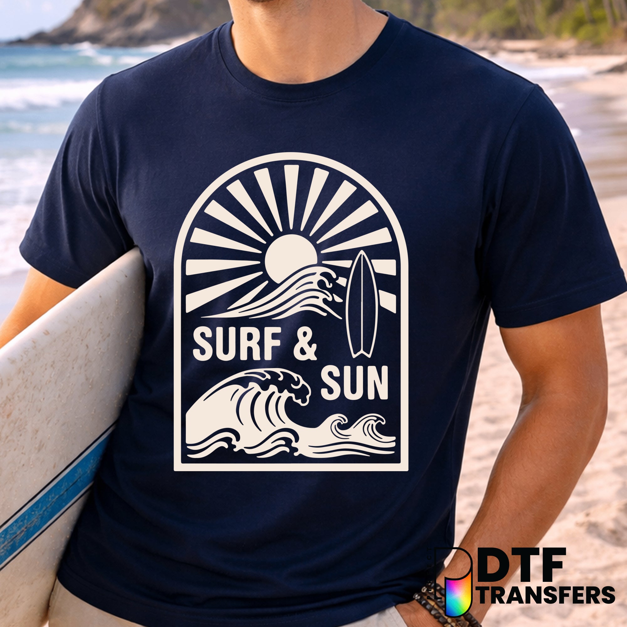 Surf & Sun Surfing Beach Summer – Surfing DTF Transfer