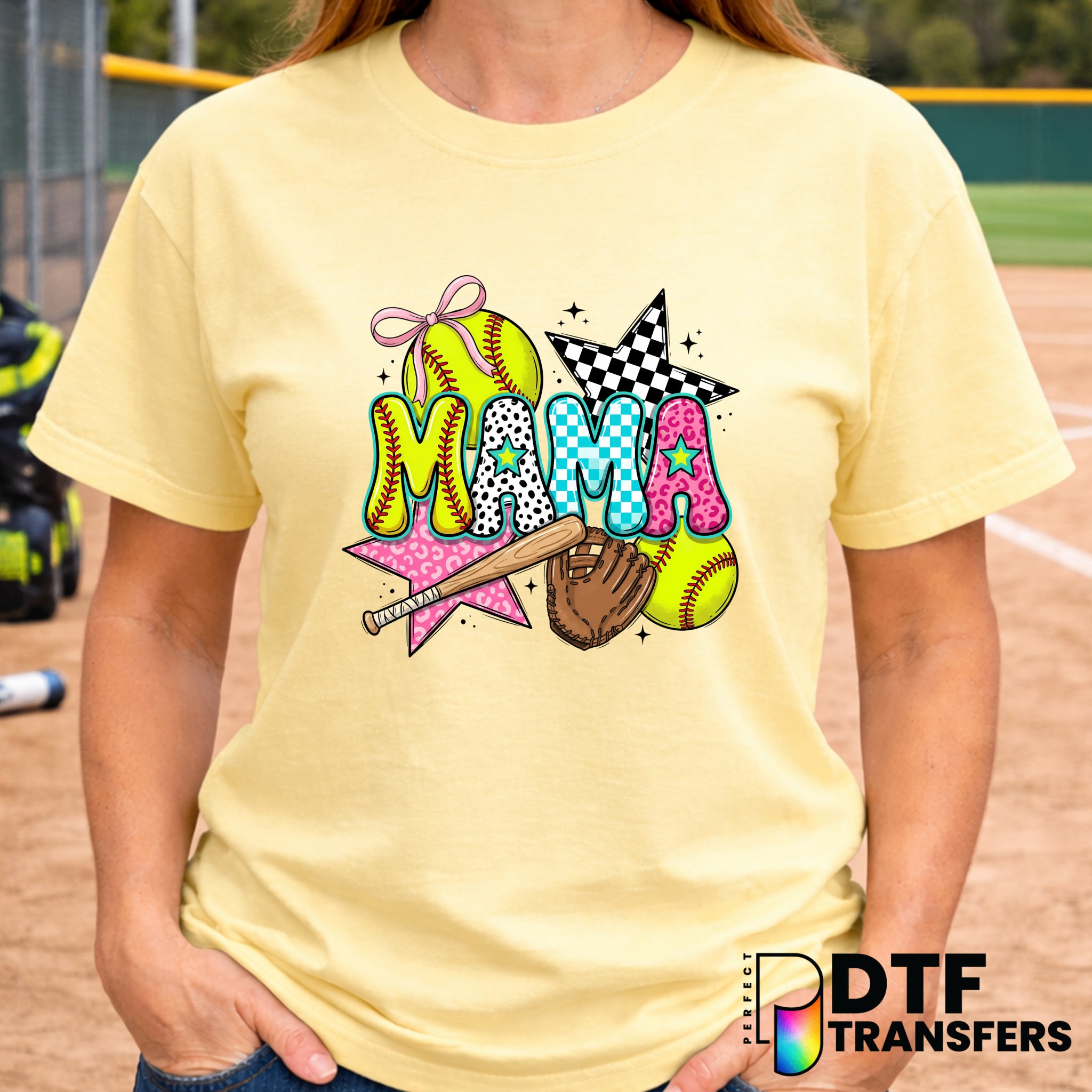 Retro Softball Mama – Softball DTF Transfer