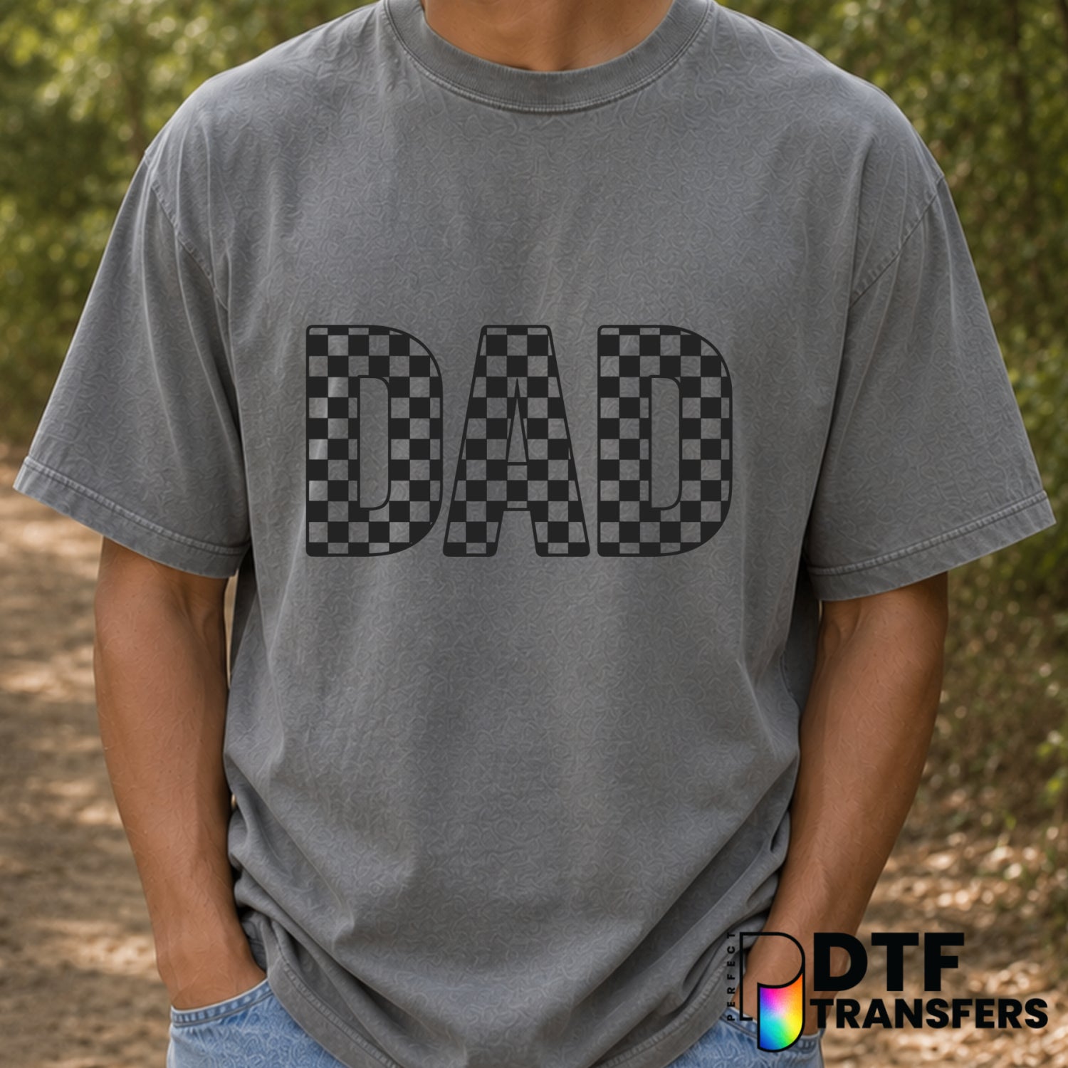 Checkered Varsity DAD Father's Day – DTF Transfer (view 2 of 2) – by Perfect DTF Transfers – Premade DTF Transfers – Fathe...