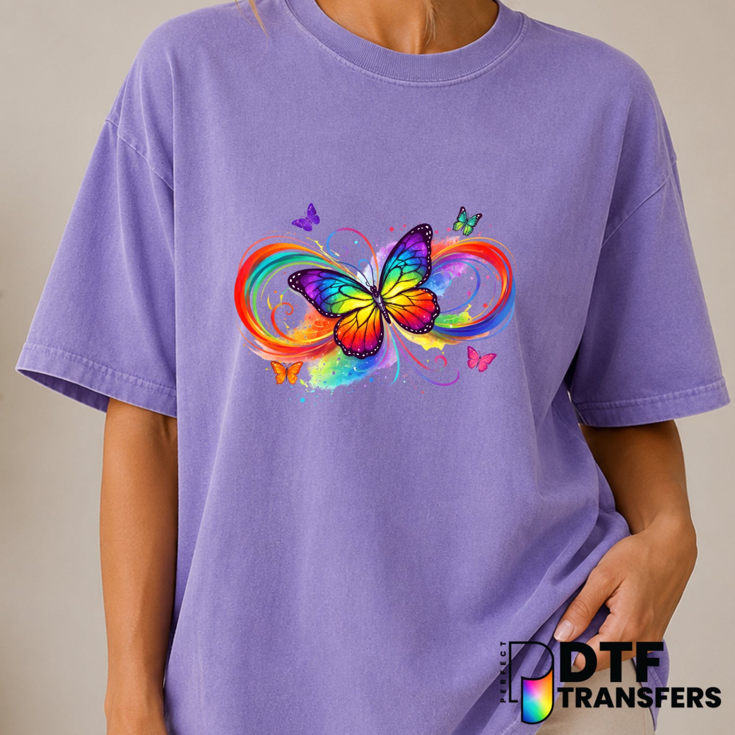 Colorful Butterflies Infinity Symbol – Autism Awareness DTF Transfer (view 1 of 2) – by Perfect DTF Transfers – Premade DT...