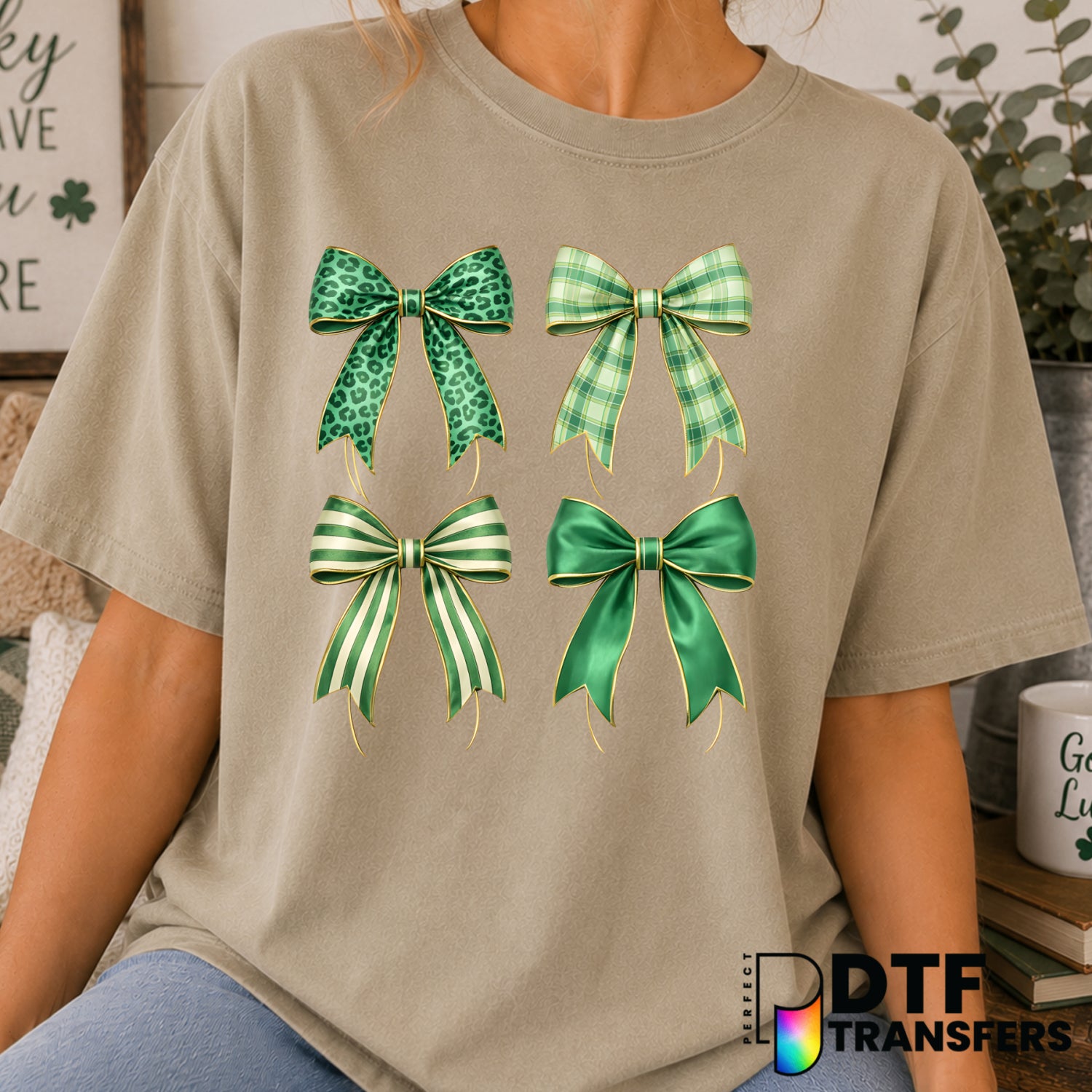 Coquette Bow Shamrock – St. Patrick's Day DTF Transfer (view 1 of 2) – by Perfect DTF Transfers – Premade DTF Transfers –...