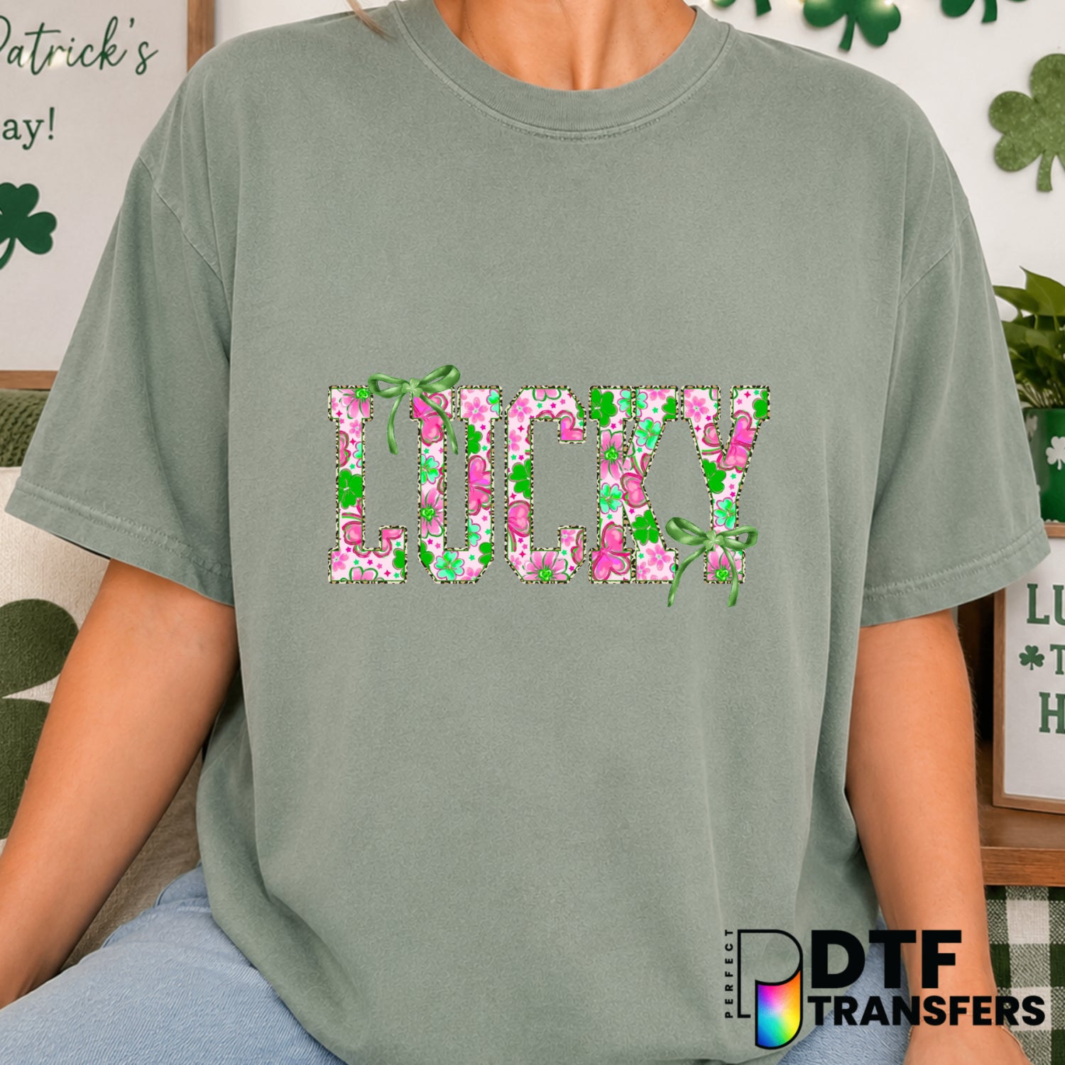 Coquette Lucky – St. Patrick's Day DTF Transfer (view 1 of 2) – by Perfect DTF Transfers – Premade DTF Transfers – St. Pat...
