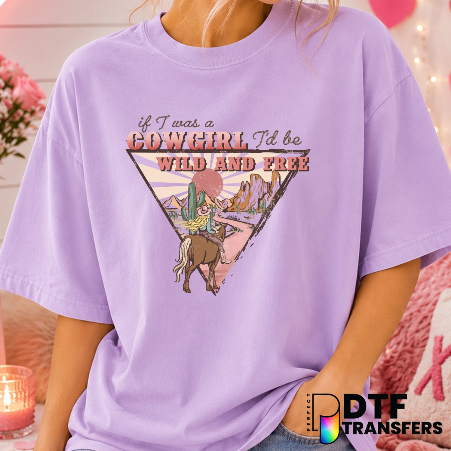 Cowgirl Wild & Free Valentine's Day Western – Valentine's Day DTF Transfer (view 1 of 2) – by Perfect DTF Transfers – Prem...