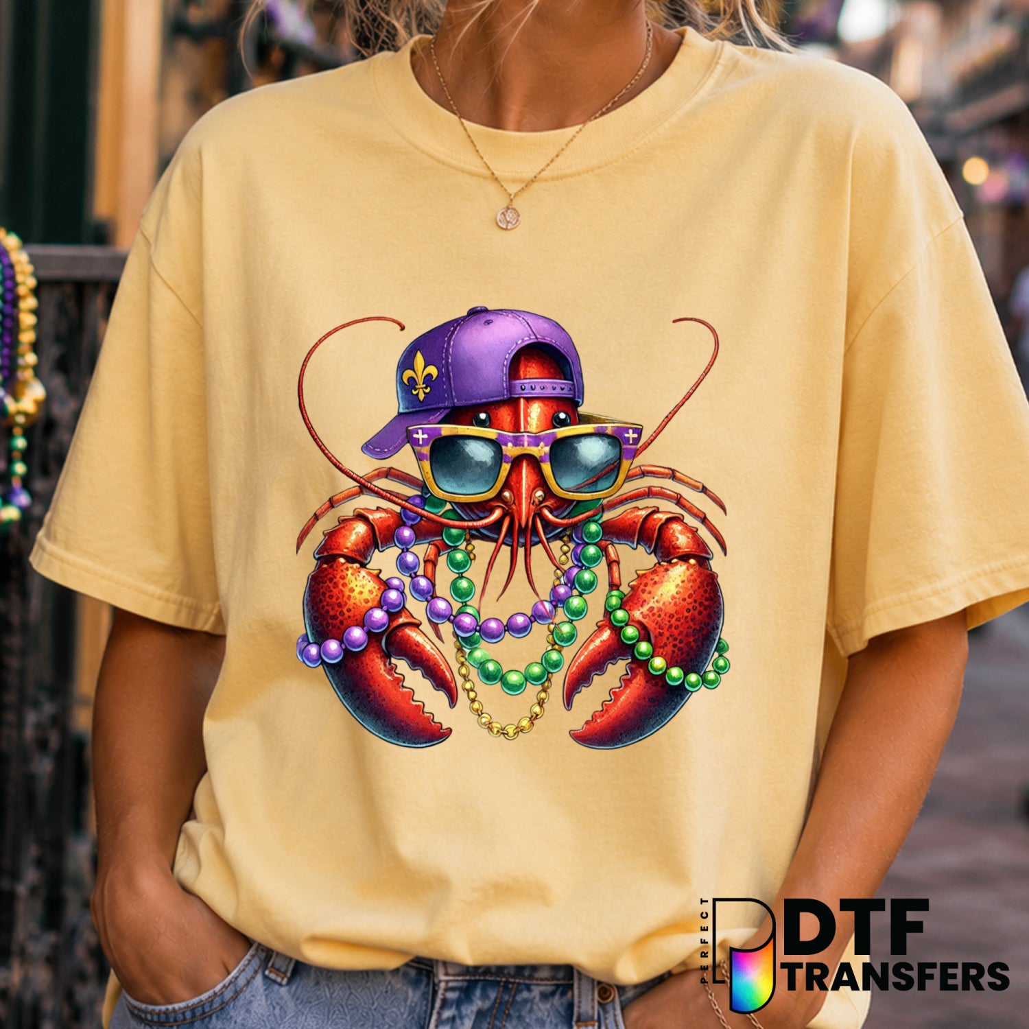 Crawfish Mardi Gras – DTF Transfer (view 1 of 2) – by Perfect DTF Transfers – Premade DTF Transfers – Mardi Gras, Festival