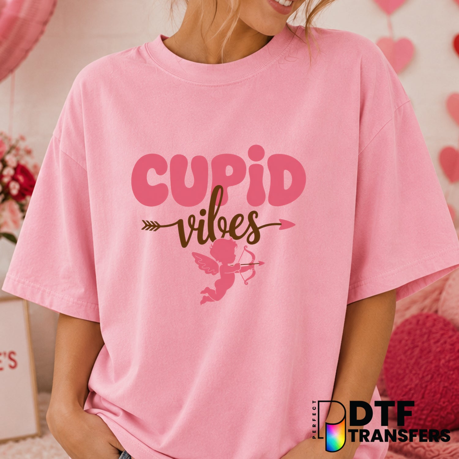 Cupid Vibes – Valentine's Day DTF Transfer (view 2 of 2) – by Perfect DTF Transfers – Premade DTF Transfers – Valentine's...