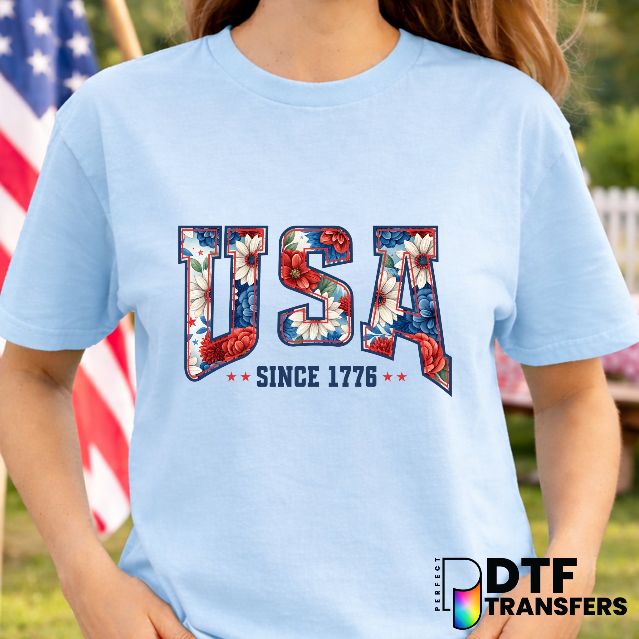 USA Since 1776 4th of July Floral – DTF Transfer