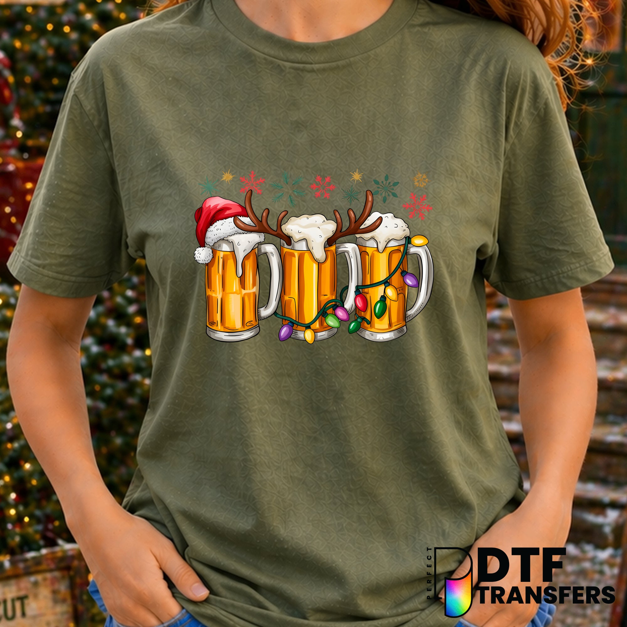 Christmas Beer Mugs – Christmas DTF Transfer