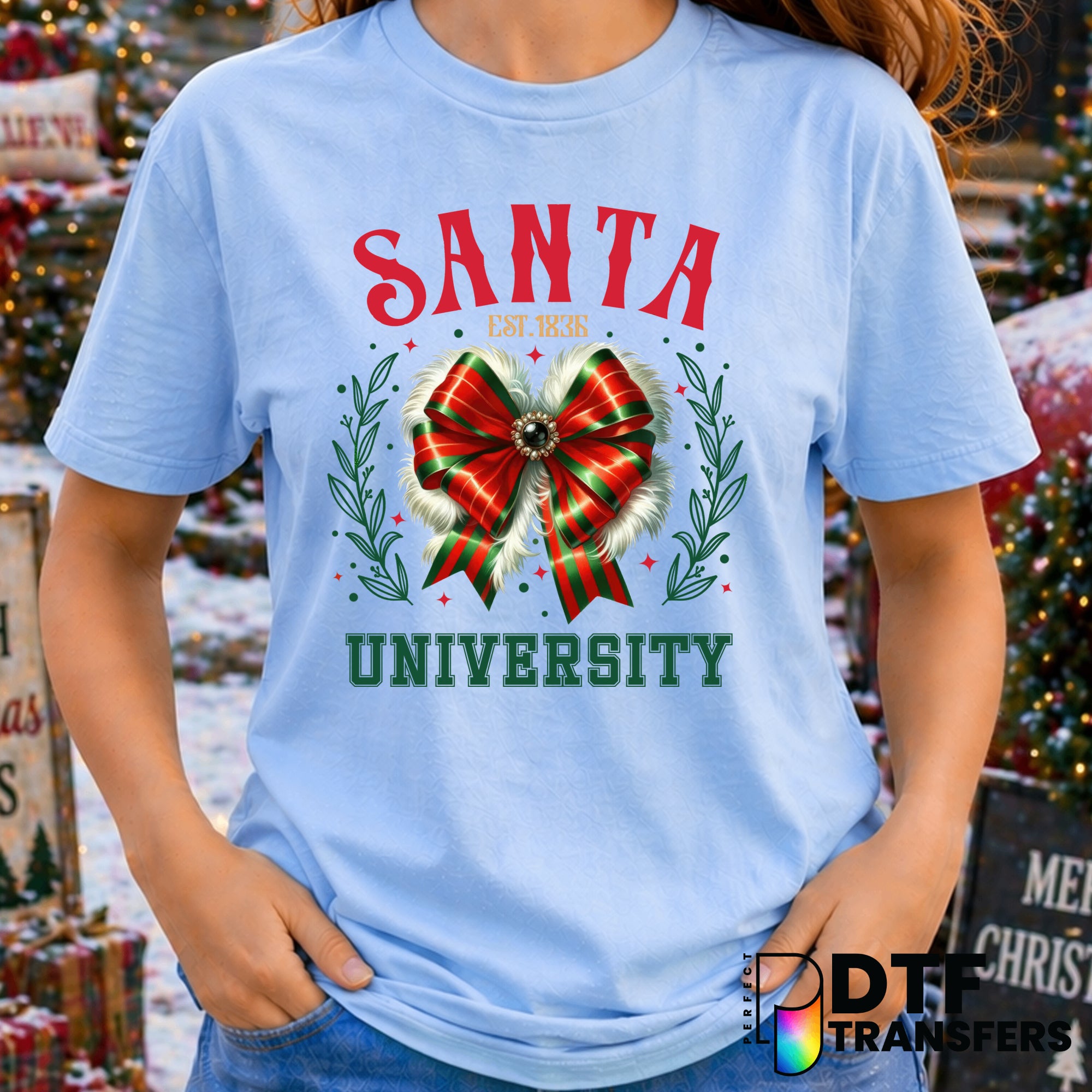 Santa University – Christmas DTF Transfer