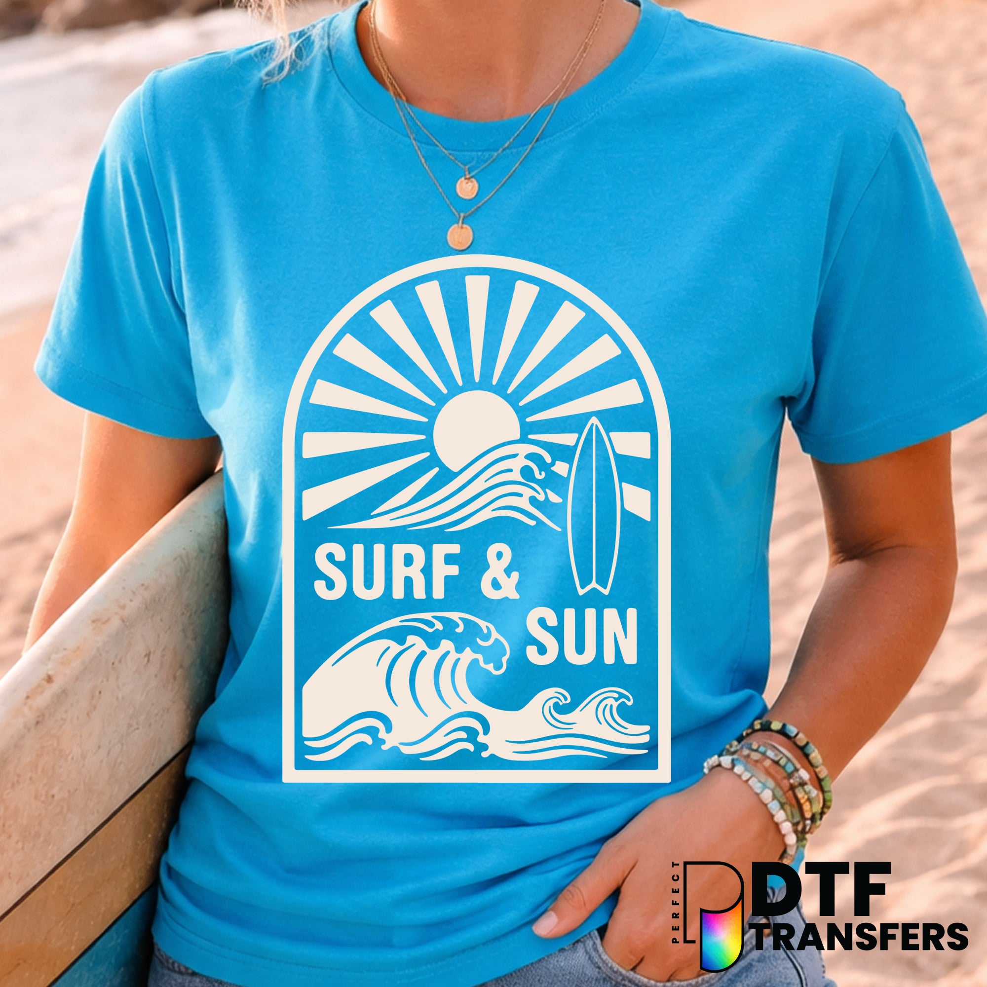 Surf & Sun Surfing Beach Summer – Surfing DTF Transfer