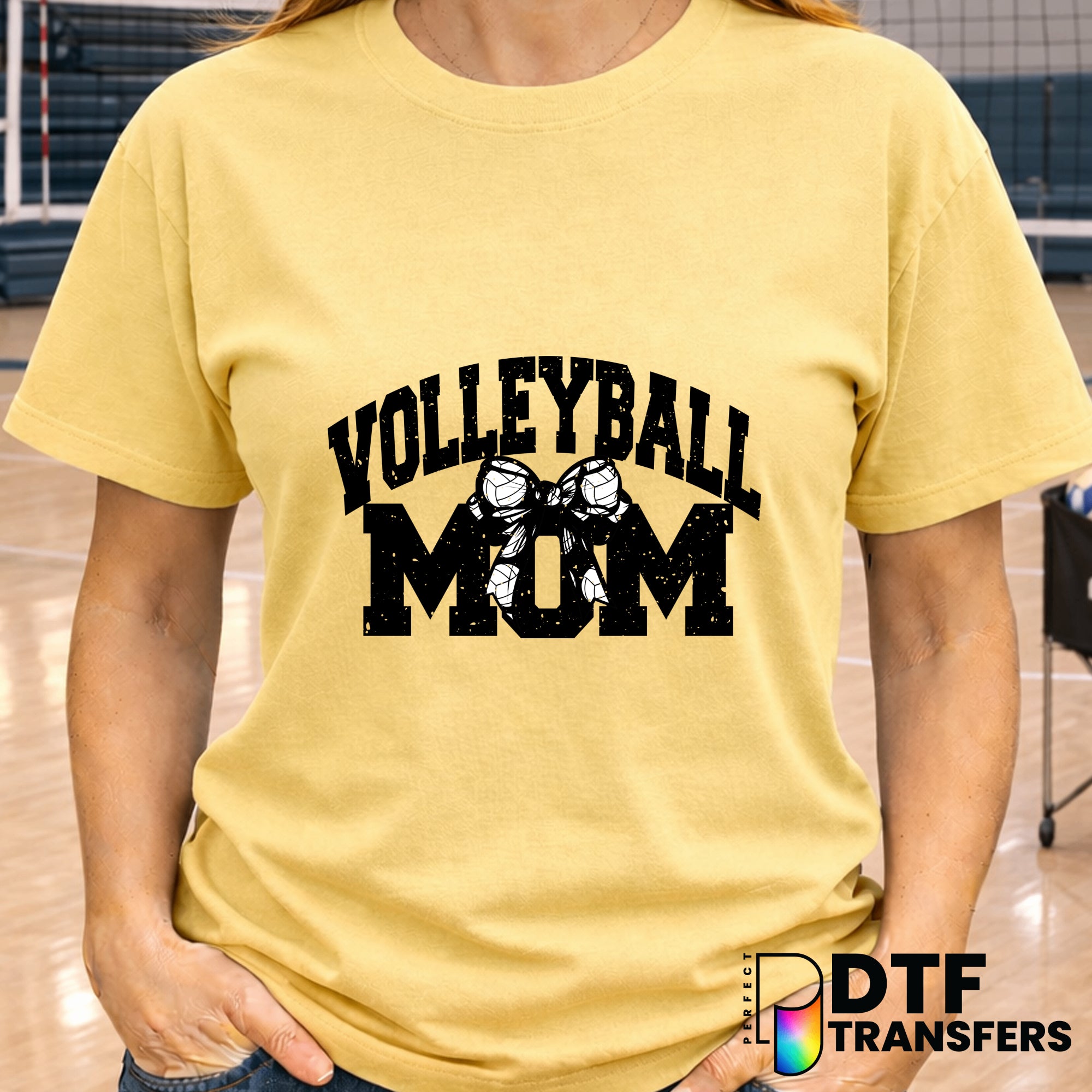 Volleyball Mom Varsity Arch Black Grunge Coquette Bow – Volleyball DTF Transfer