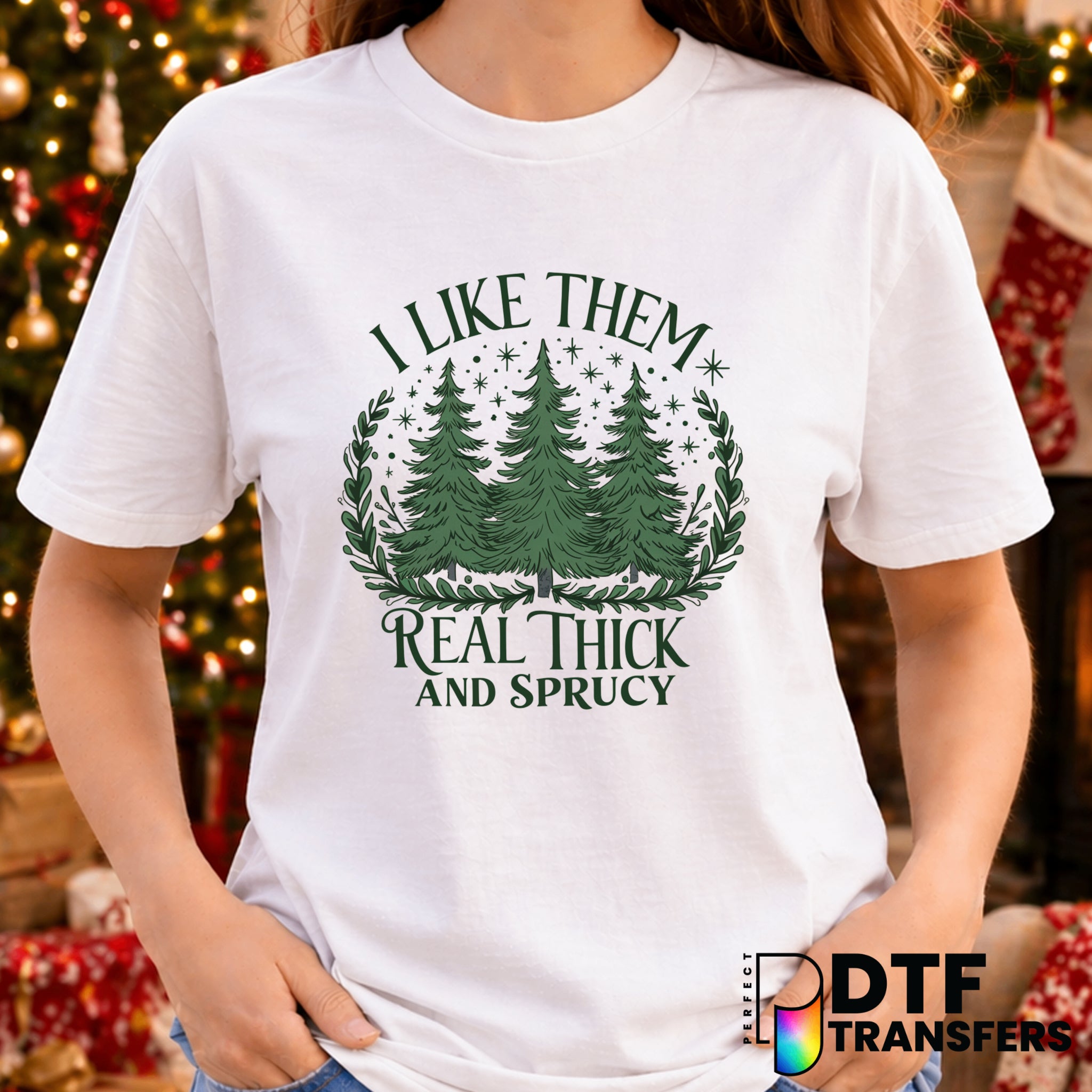 I Like Them Real Thick and Sprucey – Christmas DTF Transfer