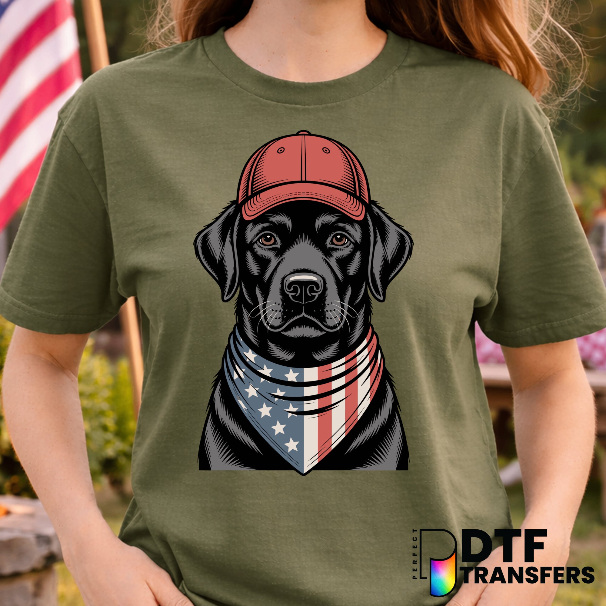 USA Black Lab Dog – Fourth of July DTF Transfer