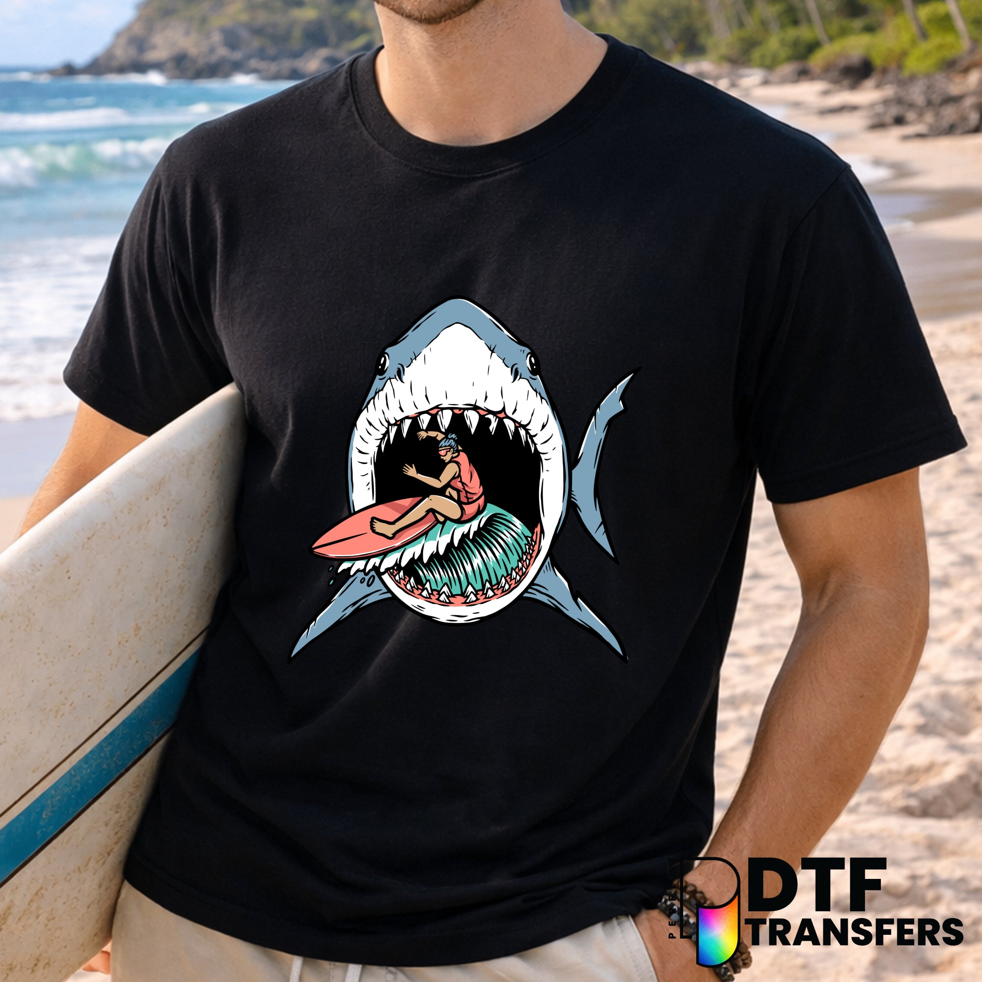 SURFING SHARK – Surfing DTF Transfer